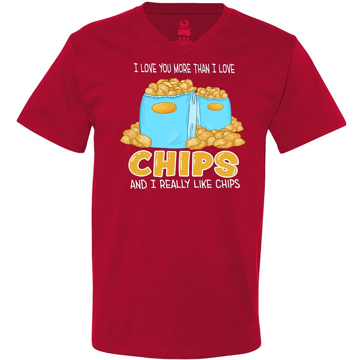 Inktastic 'I Love You More Than Chips' Funny Men's V-Neck T-Shirt - Perfect Gift for Boyfriend, Husband & Chip Lovers - Casual Wear, Date Nights & Humorous Outfits