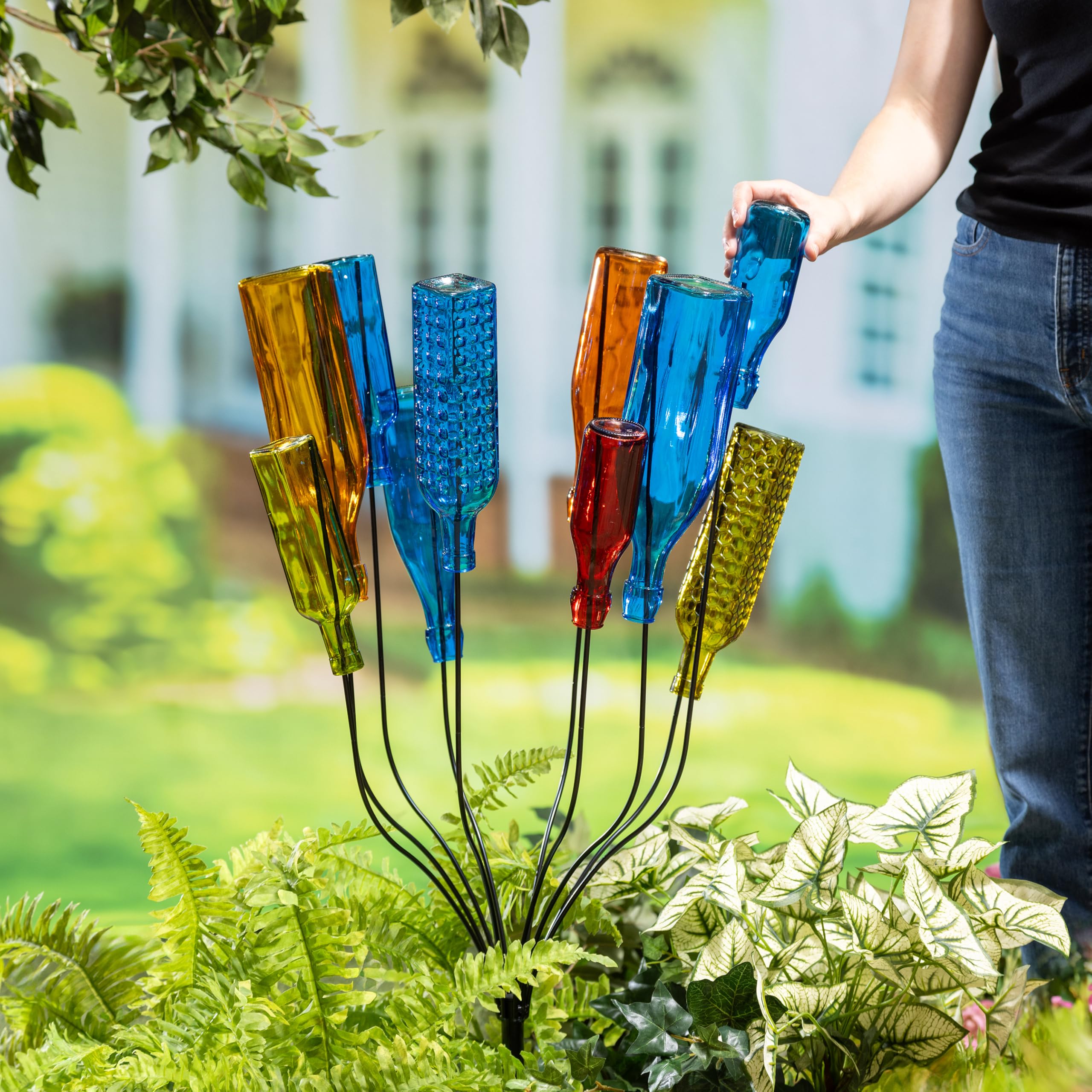 Evergreen Garden Glass Bottle Tree Bush - Outdoor Wine Bottle Holder for Wedding, Christmas & Party Decor - Rustic Garden Art Decor (Bottles Not Included) | Perfect for Backyard, Patio & Event Decoration