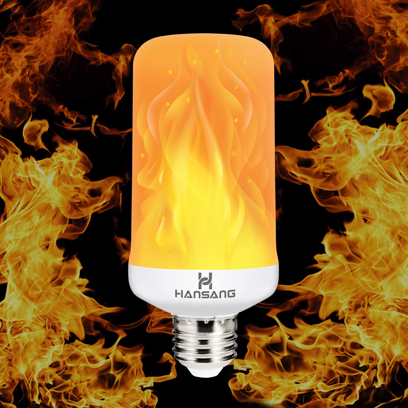 Hansang LED Flame Effect Light Bulb - Flickering Fire Bulbs with 4 Modes & E26 Base - Vintage Decorative Lighting for Halloween, Christmas, Party, Bar - Perfect for Fireplace, Patio, and Home Ambiance (1 Pack)