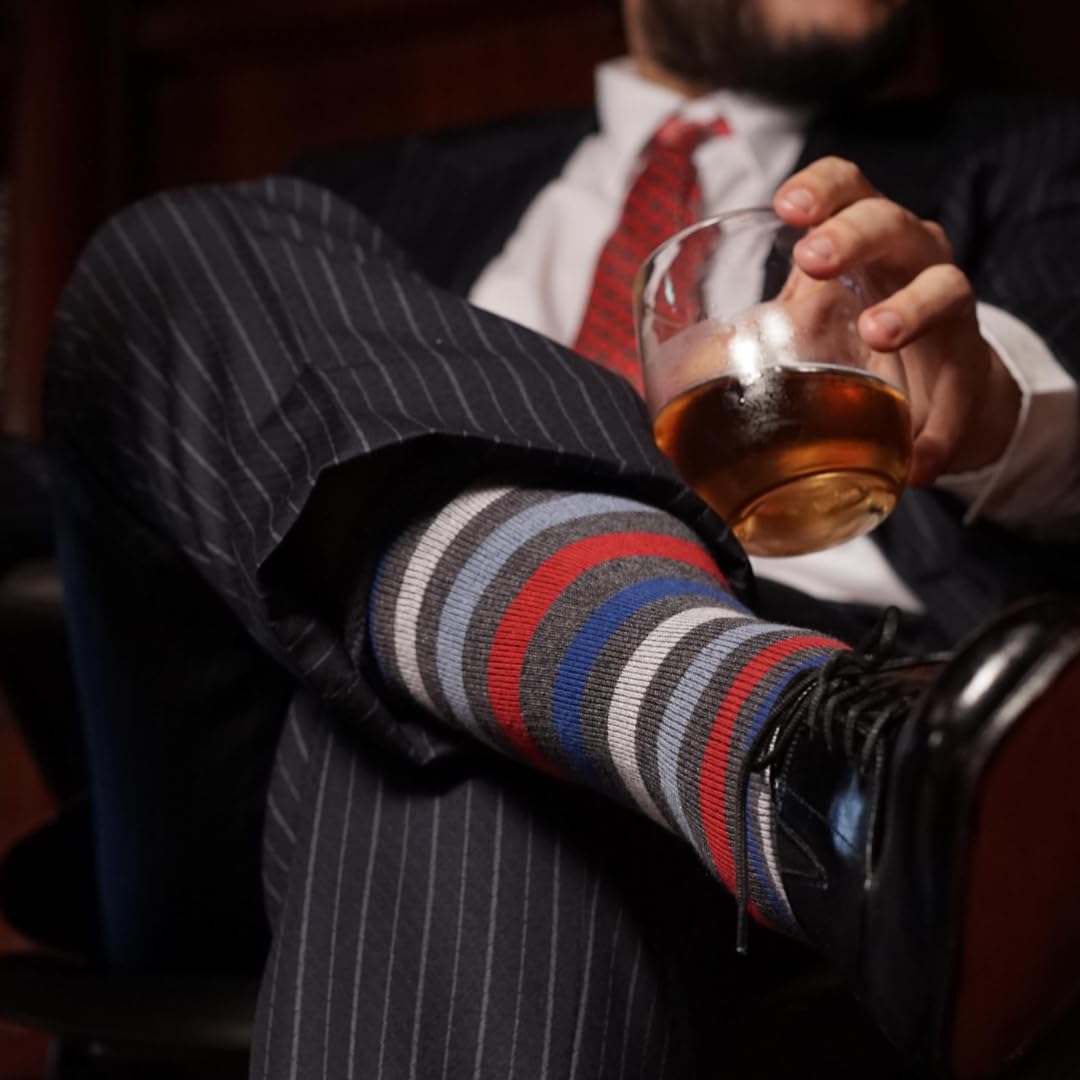 Premium Cotton Over the Calf Dress Socks for Men - 9 Pairs Pack | Soft Breathable Long Socks That Stay Up | Perfect for Business, Formal Wear & Office Outfits