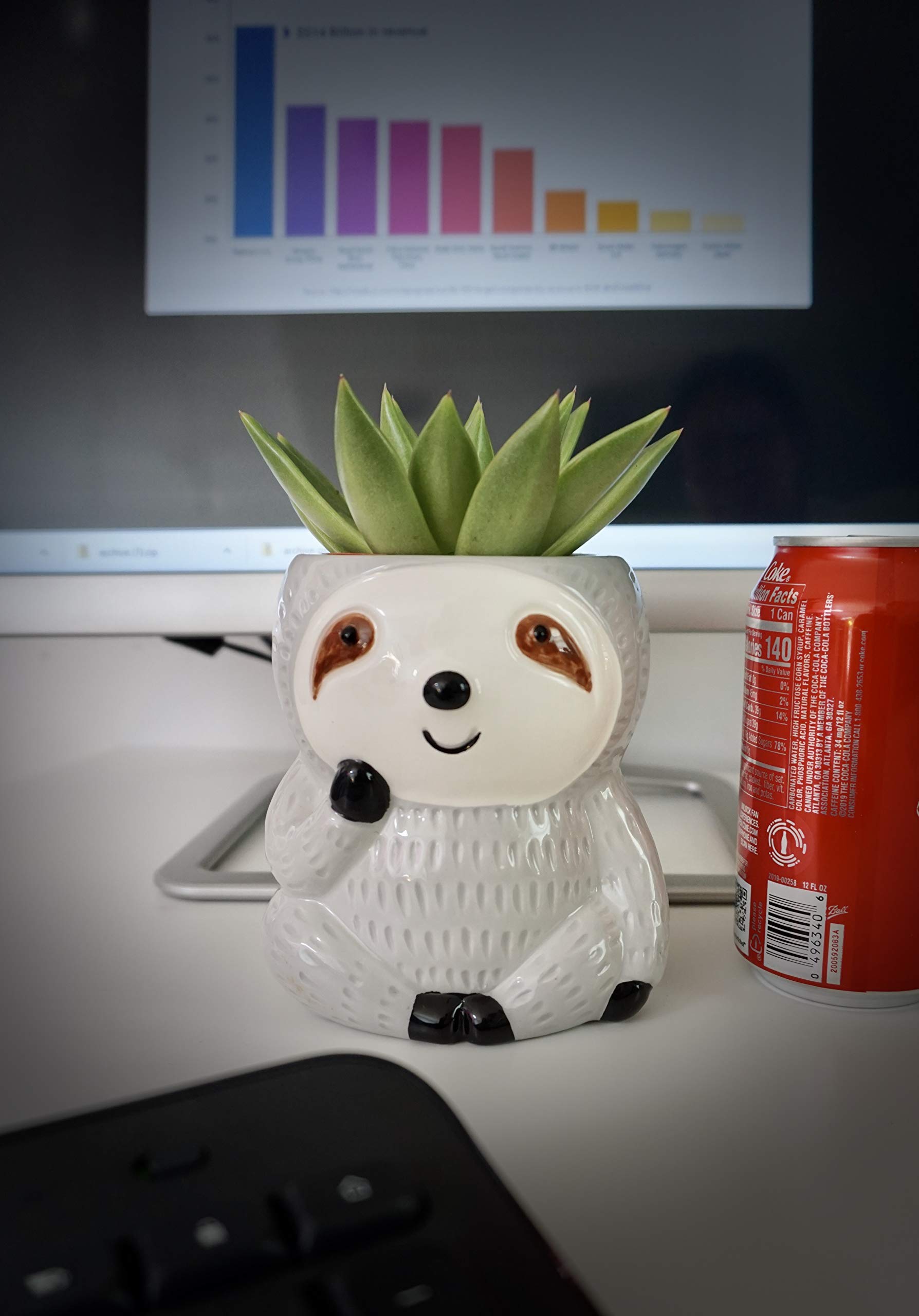 Cute Sloth Planter Pot - Animal Shaped Container for Succulents, Air Plants & Flowers | Perfect Hostess Gift & Unique Indoor Decor for Home, Office, or Garden | Fun Sloth-Themed Head Planter for Plant Lovers