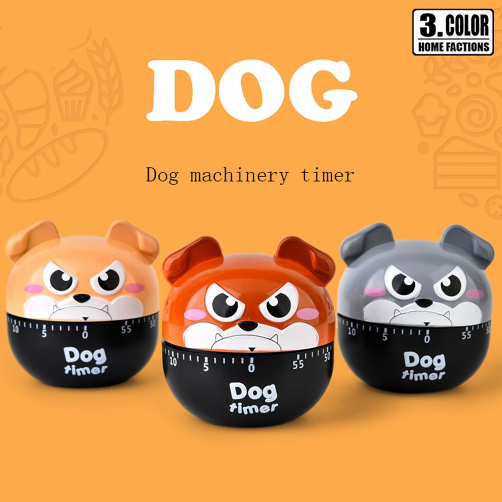 **60-Minute Cute Cartoon Dog Mechanical Kitchen Timer - Loud Alarm, Manual Wind-Up, Mini Cooking Clock for Baking, Boiling Eggs & Classroom Activities (Khaki)**