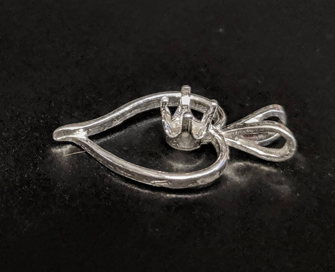 Solid Sterling Silver or 14kt Gold 4mm Round Fancy Heart Pendant Setting - Handcrafted in USA | Perfect for Necklaces, Bracelets & Jewelry Making - Gift for Valentine's Day, Anniversary & Special Occasions