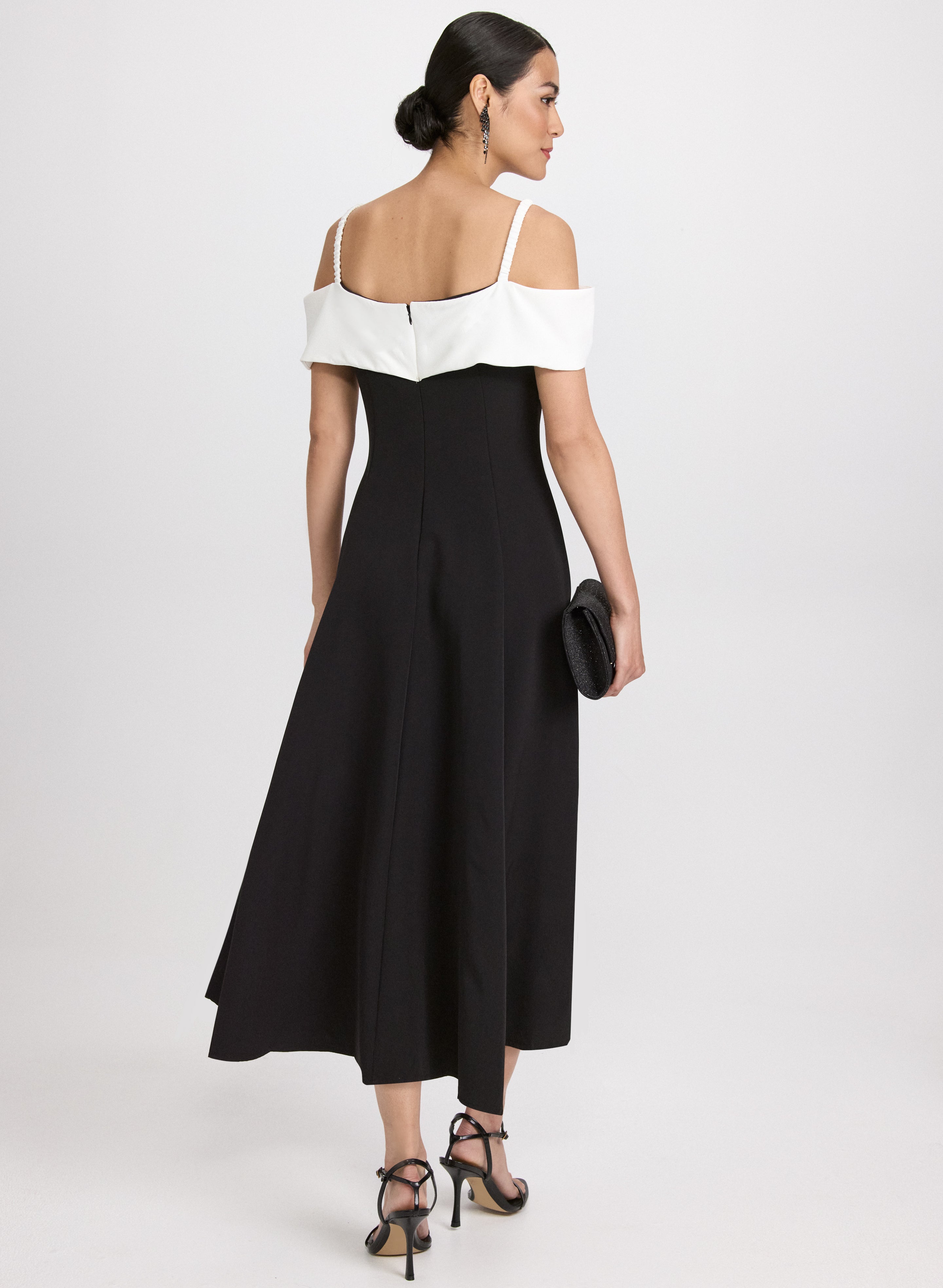Stylish Color Block Cold Shoulder Dress for Women - Trendy Sleeveless Summer Party Dress for Beach, Vacation & Date Night