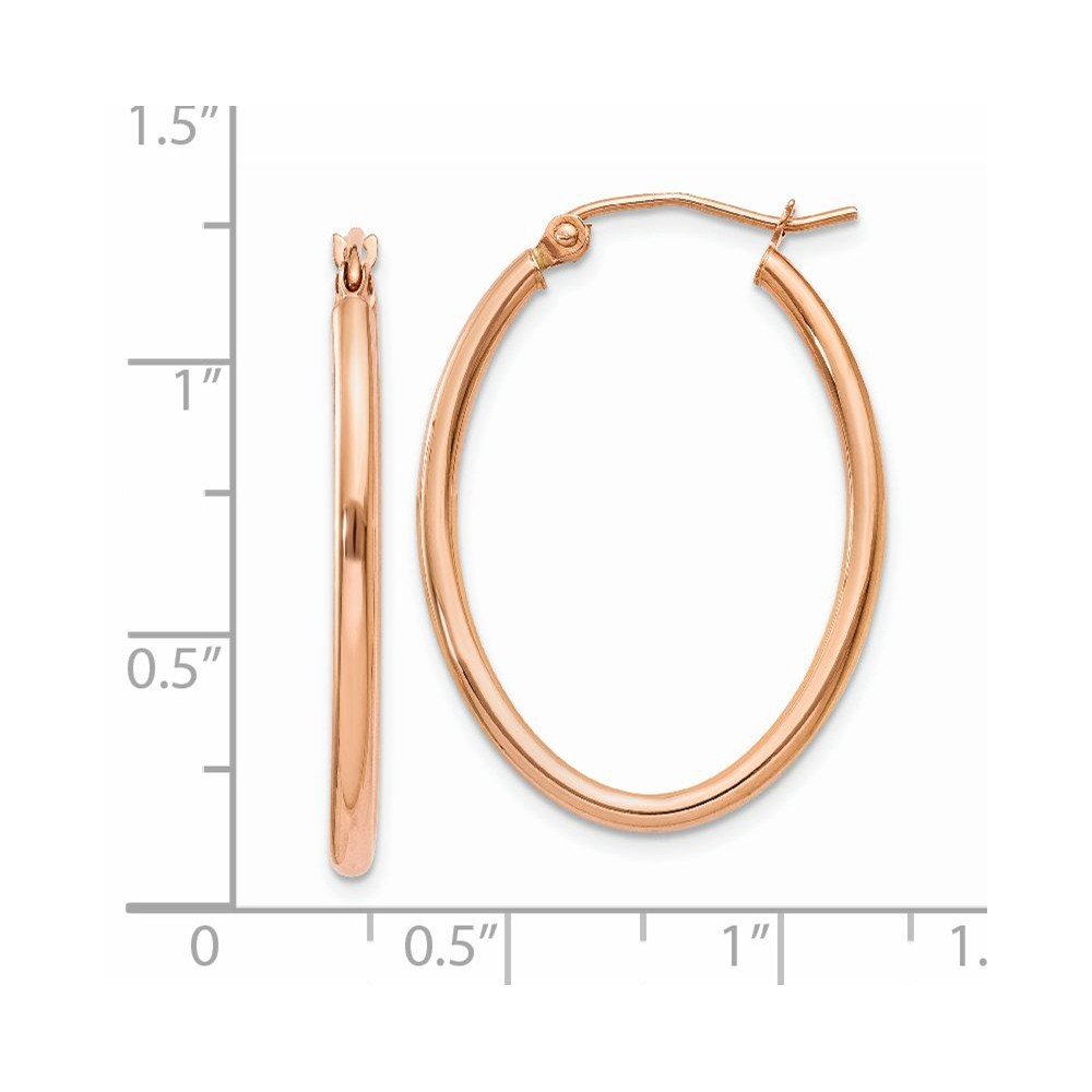 14K Rose Gold Oval Hoop Earrings for Women - Elegant Dainty Huggie Earrings for Everyday Wear, Gift Giving & Special Occasions