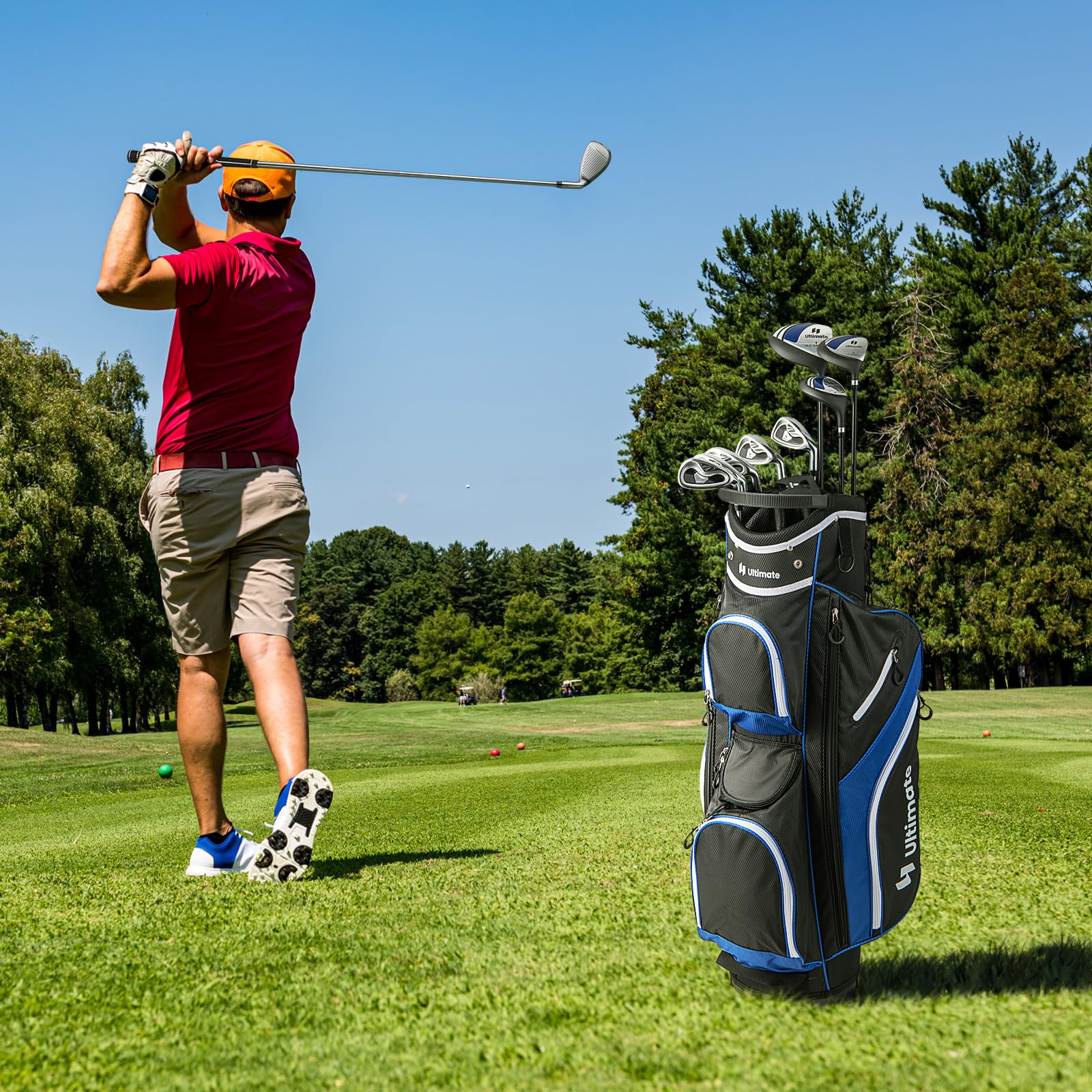 GYMAX Complete 12/14-Piece Right-Handed Golf Club Set for Men - Includes #1 Driver, #3 Fairway, #4 Hybrid, 6-9 Irons, Putter & Head Covers - Perfect for Beginners & Intermediate Golfers - Ideal for Driving Range, Course Play & Practice Sessions