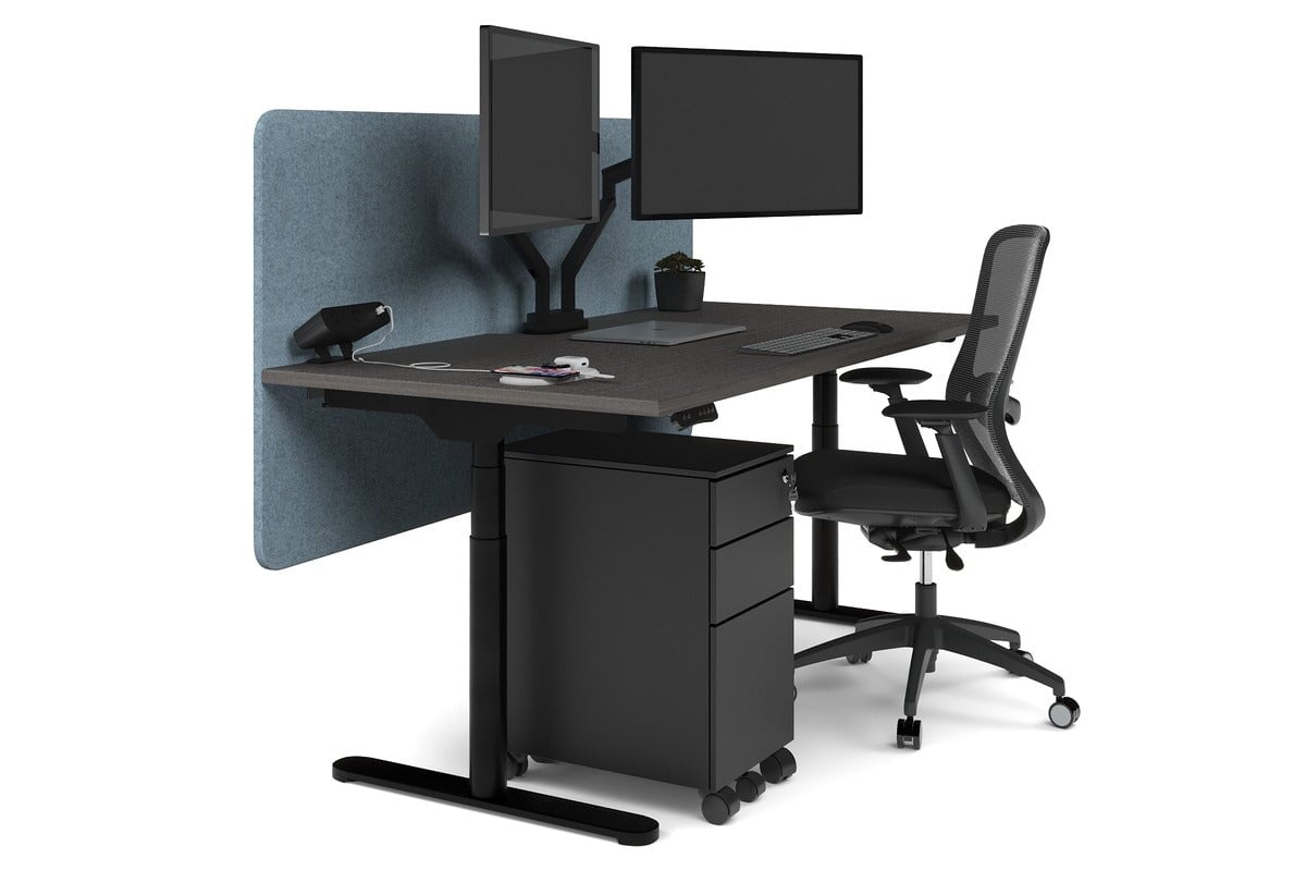 Flexi Premium Height Adjustable Single Workstation Desk - 1600L x 800W with Cable Management Scallop | Ergonomic Standing Desk for Home Office & Workspace