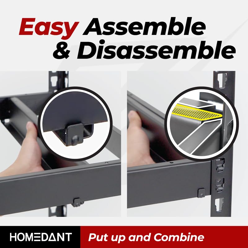 HOMEDANT Z 450 Heavy Duty Metal Support Beam for Garage Shelving - 2-Pack Black Steel Reinforcement Brackets to Strengthen Shelves | Perfect for Garage Storage, Workshop Organization & Industrial Shelving Systems