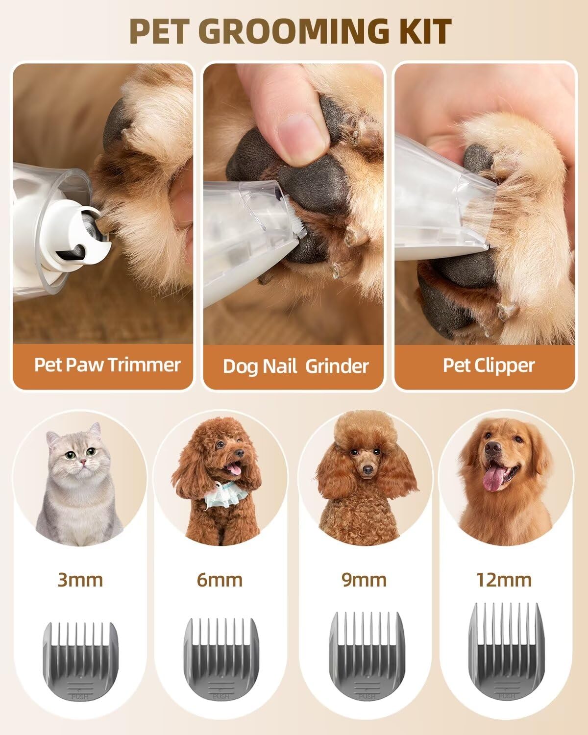 Professional Dog Vacuum Grooming Kit for Shedding Control - Strong Suction Pet Hair Clippers with Deshedding Tool & Fur Brush Attachments for Dogs & Cats at Home (White) | Perfect for Regular Grooming & Reducing Pet Hair on Furniture