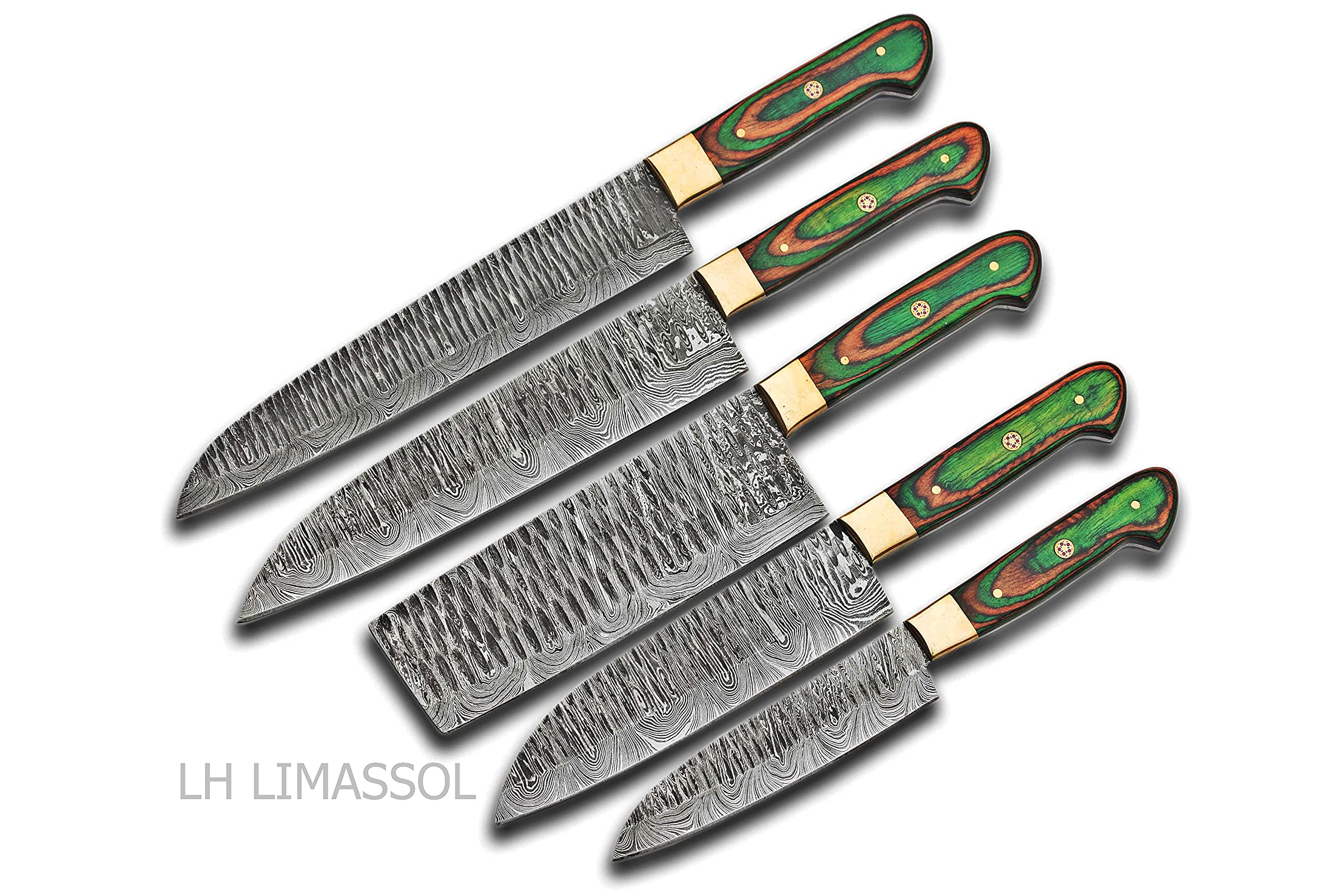 Premium Damascus Steel Kitchen Knife Set - 5 Piece Hand-Forged Chef Knives with Leather Roll Case | Perfect for Home Cooking, Professional Chefs & Christmas Gifts | Ideal for Kitchen, Dining & Culinary Enthusiasts