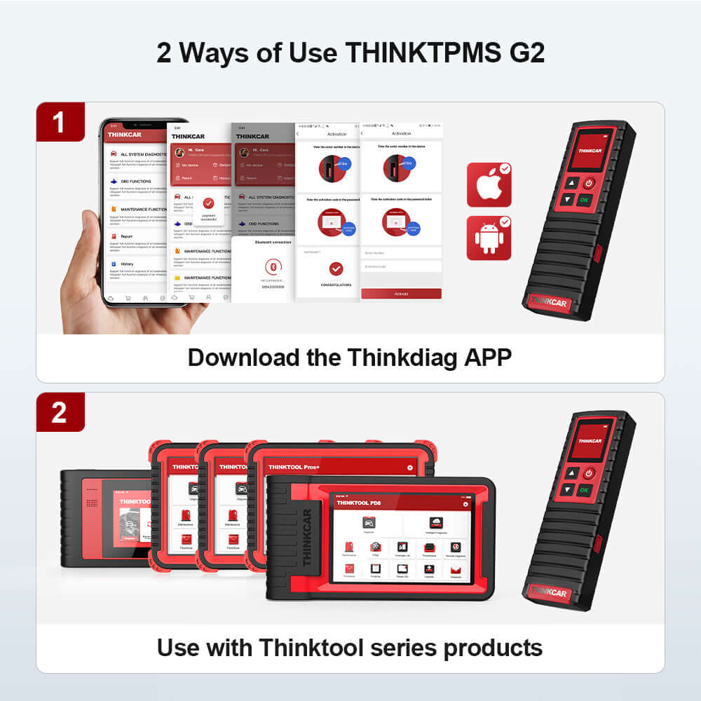 THINKCAR THINKTPMS G2 TPMS Relearn Tool - Universal Tire Pressure Sensor Reset Tool for Cars & Trucks - Easy DIY Use at Home or Auto Shop