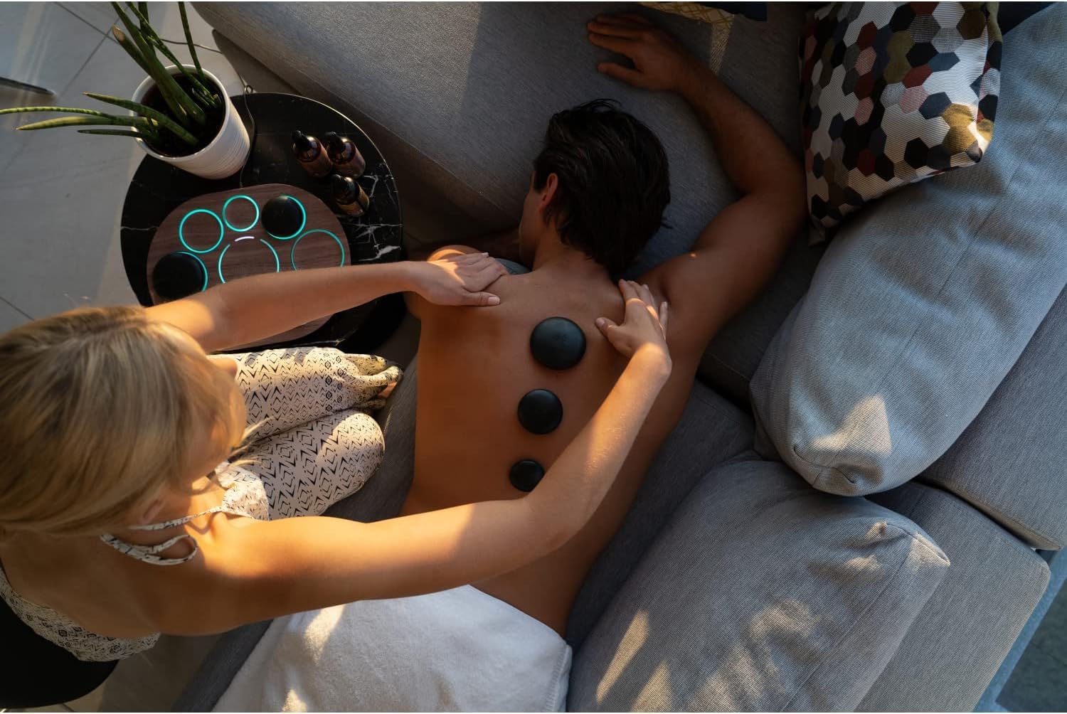 8-Piece Hot Stone Massage Set with Electric Warmer | 100ml Lavender Aromatherapy Massage Oil | Dual Temperature Control | Perfect for Spa, Home Relaxation & Professional Massage Therapy