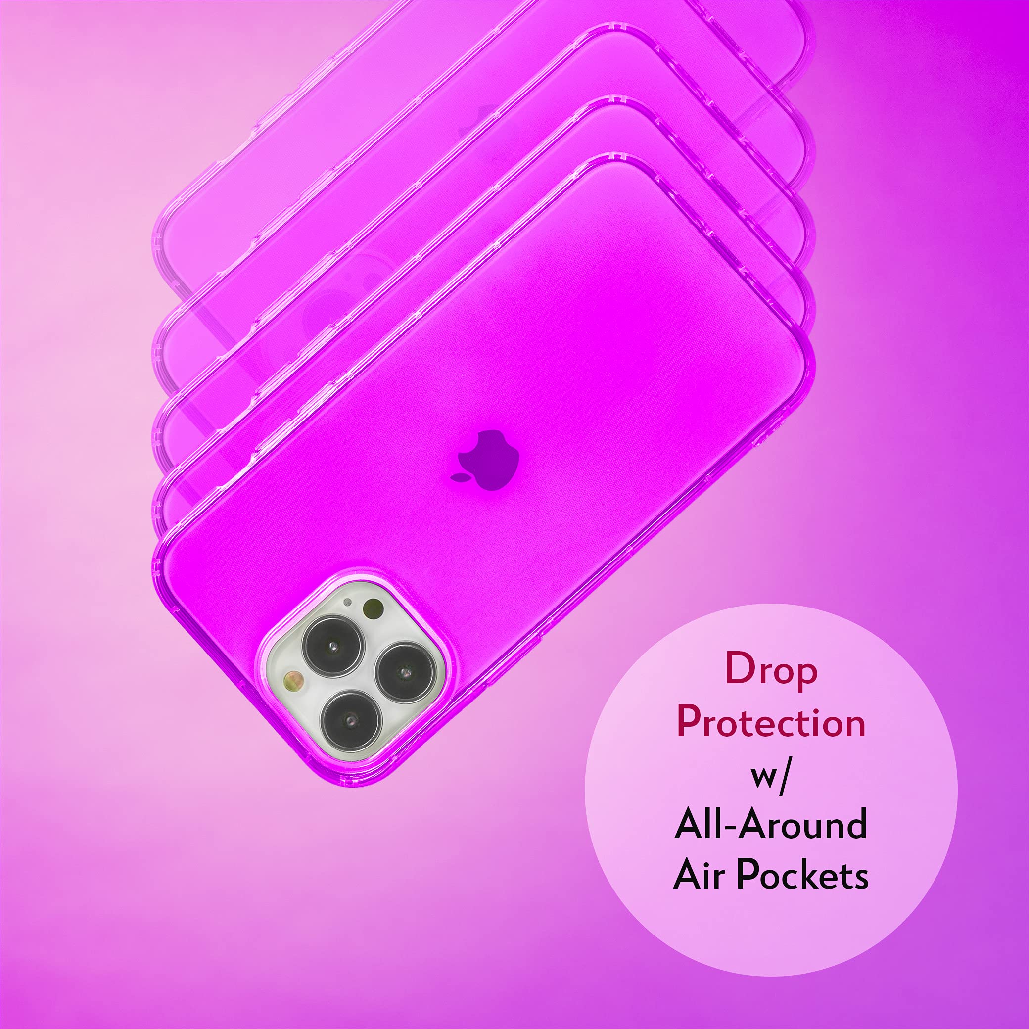 SteepLab Neon Highlighter Case for iPhone 13 Pro Max - Grippy Jelly Phone Cover with Protective Air Pockets, Shockproof & Anti-Slip Design in Vivid Purple - Perfect for Gym, Work & Everyday Use