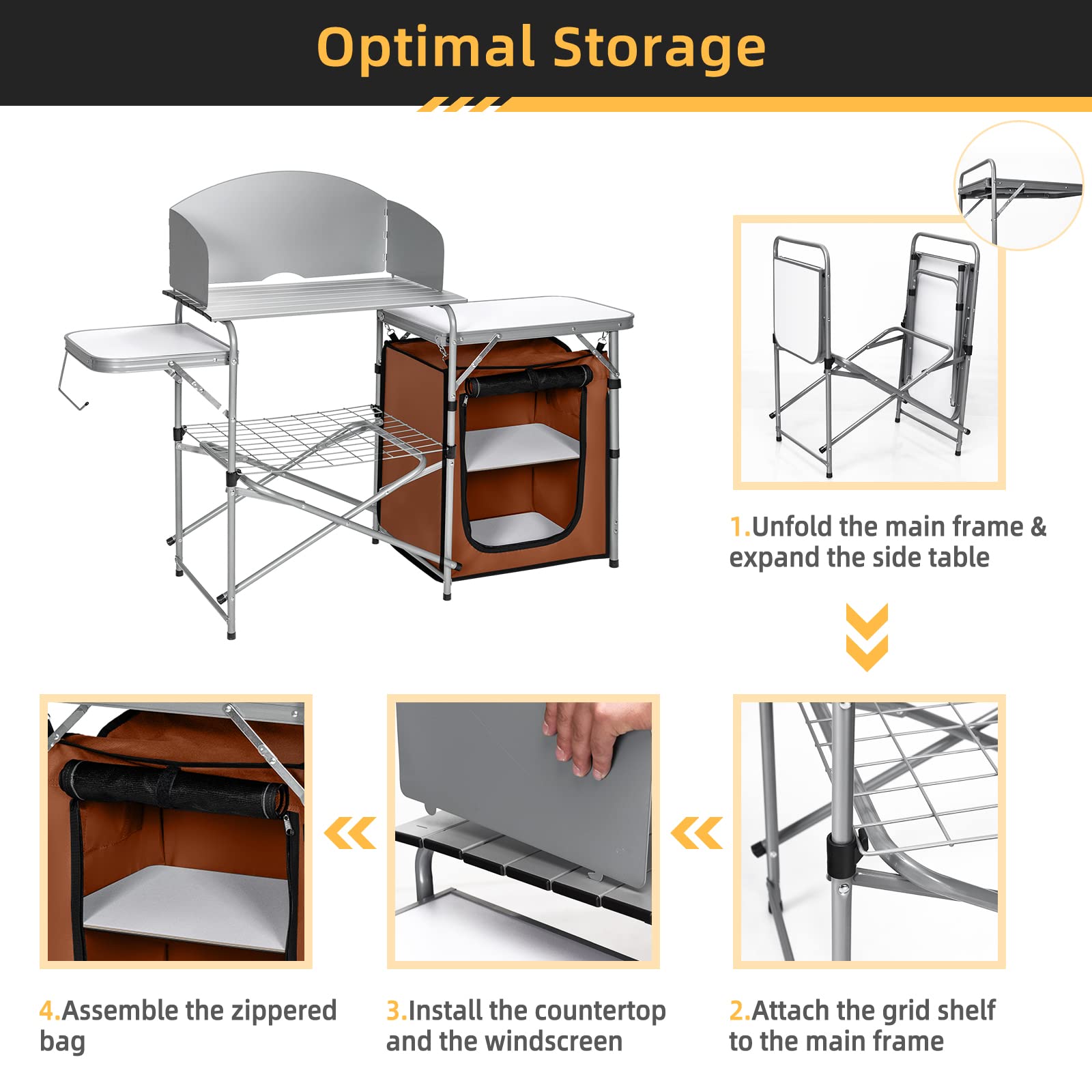 GYMAX Aluminum Portable Camping Kitchen - 26