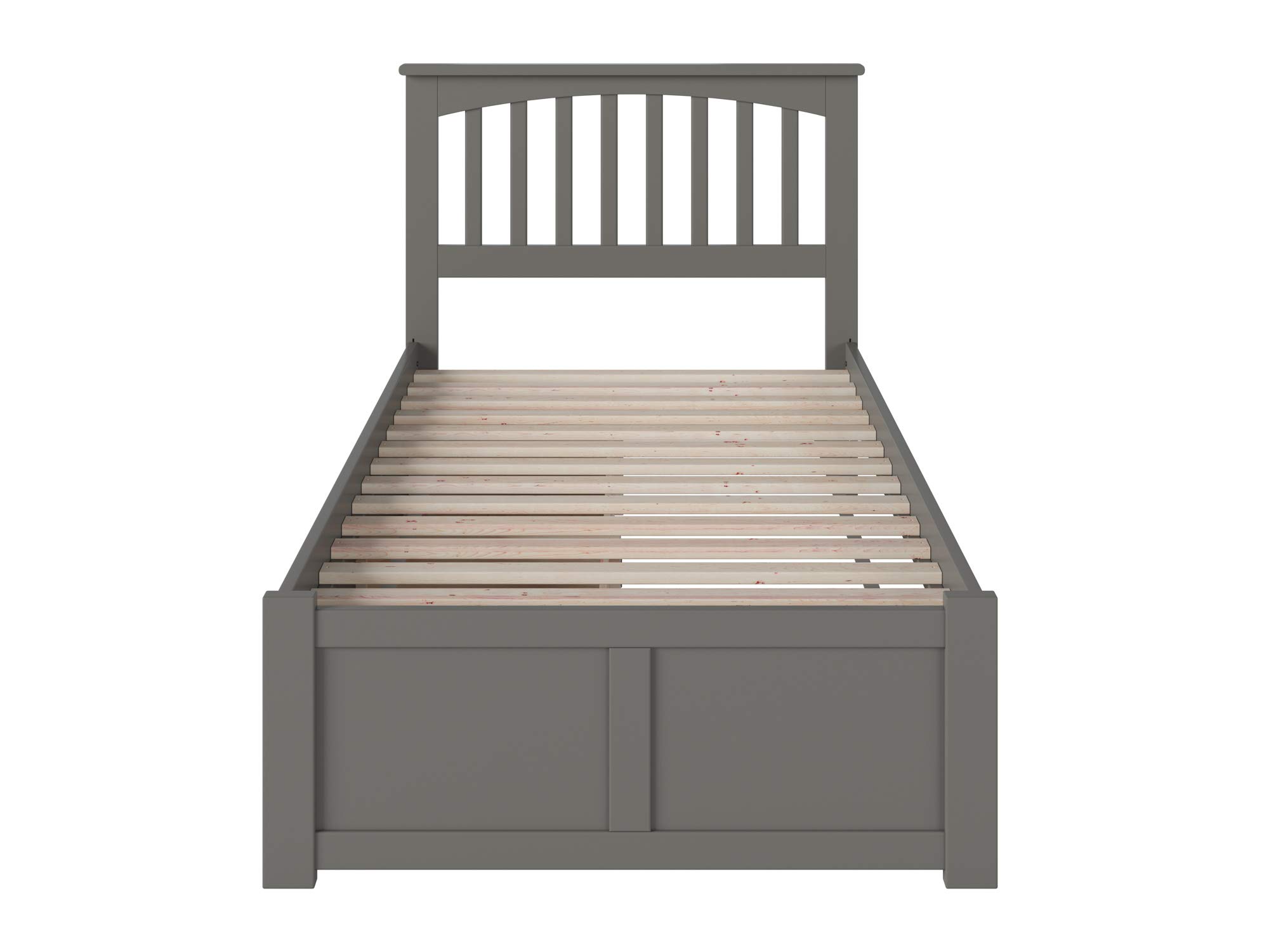 AFI Mission Twin XL Size Platform Bed with Footboard & Storage Drawers in Grey - Modern Wooden Bed Frame for Small Spaces, Guest Rooms & Dormitories