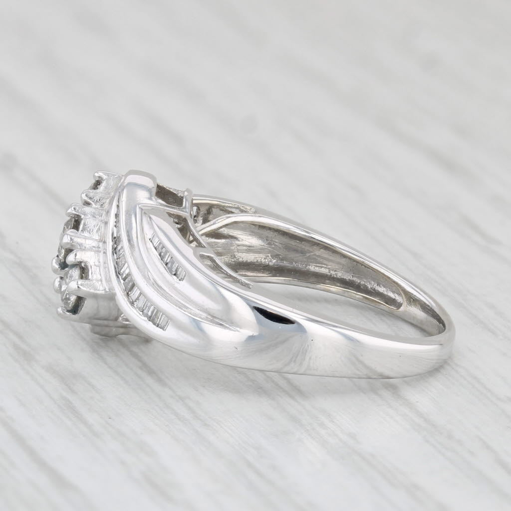 0.47ctw Diamond Bypass Ring in 10k White Gold, Size 6.25 - Elegant Wedding Band, Anniversary Gift for Her, Perfect for Engagement & Special Occasions