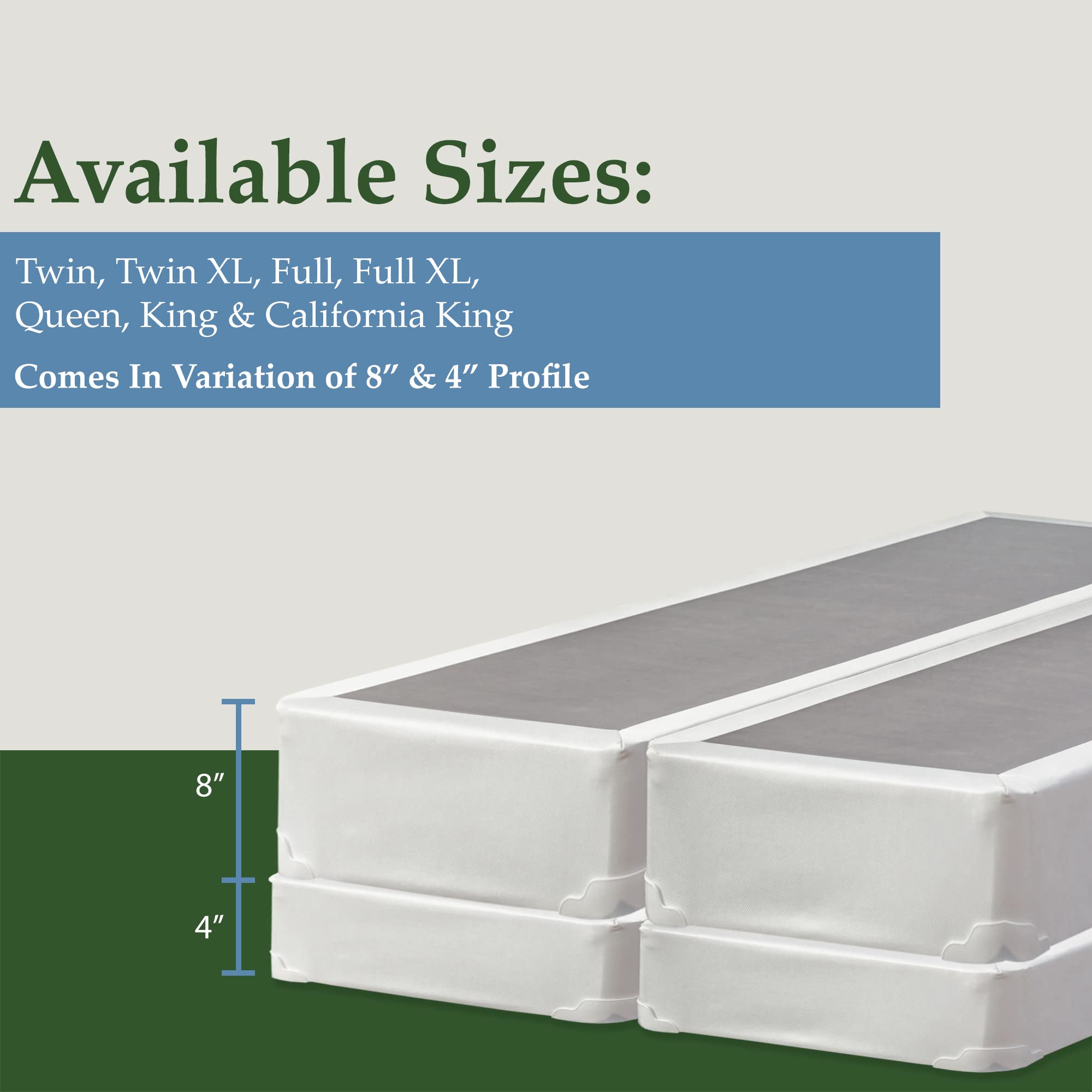 Spring Solution Wood Fully Assembled Traditional Box Spring/Foundation for Queen Mattress, White - Sturdy Support for Bedroom Comfort & Durability