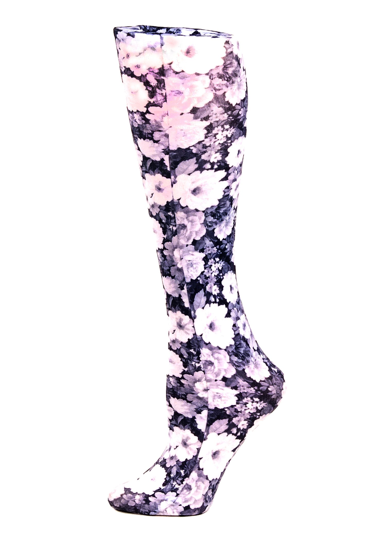 Celeste Stein Therapeutic Compression Socks for Women & Men - 8-15 mmHg Mild Support, Noir Roses Design - Ideal for Travel, Running & Circulation Relief