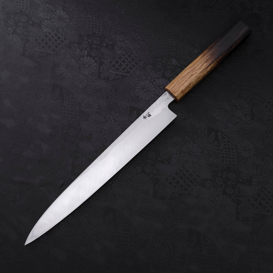 Premium Yanagiba Sushi Knife 240mm - Japanese Blue Steel #2 with Kurouchi & Tsuchime Finish, Urushi Handle - Perfect for Sushi Chefs & Japanese Cuisine Lovers