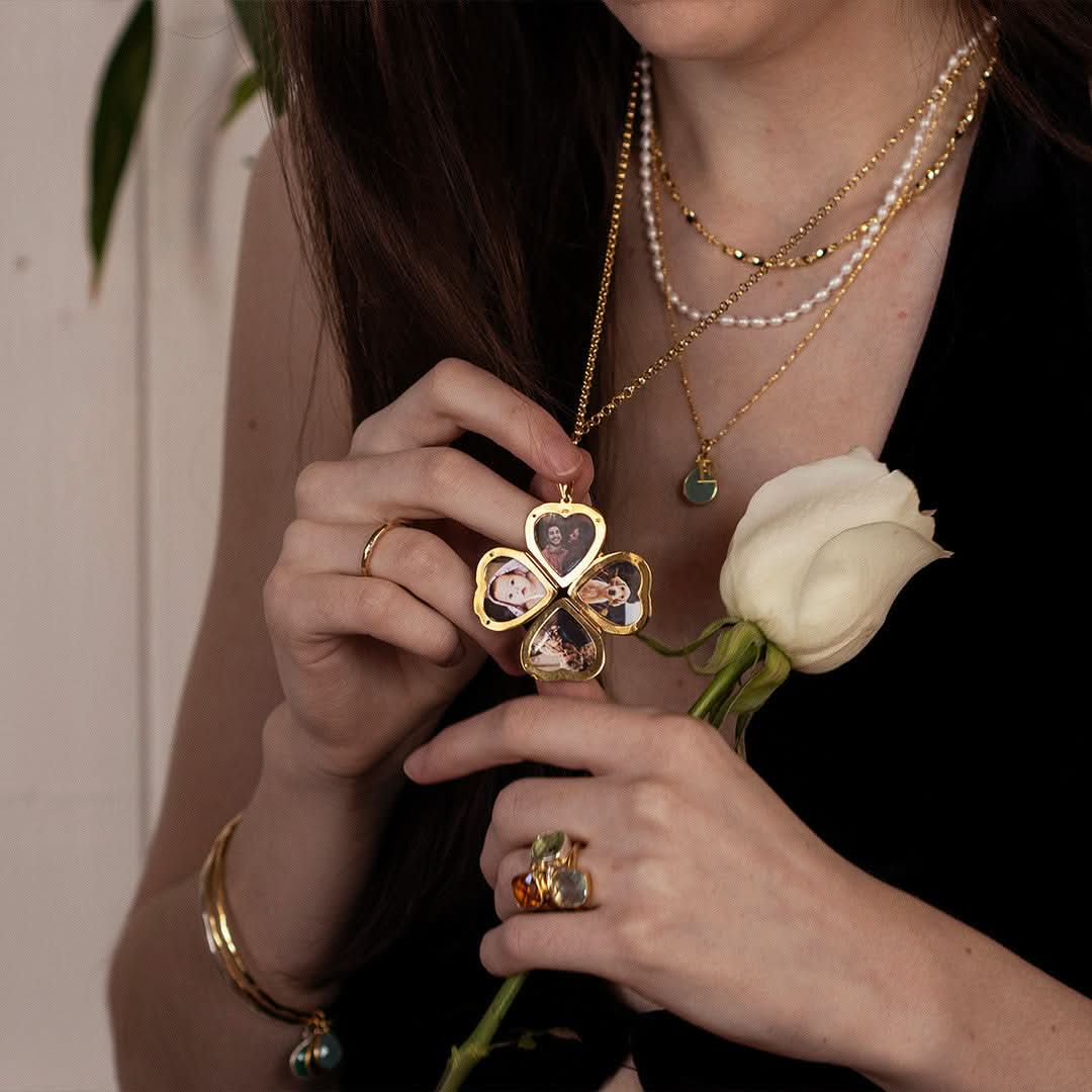 Gold Four Picture Heart Locket Necklace - Perfect for Valentine's Day Gifts, Anniversary Presents & Keepsake Jewelry