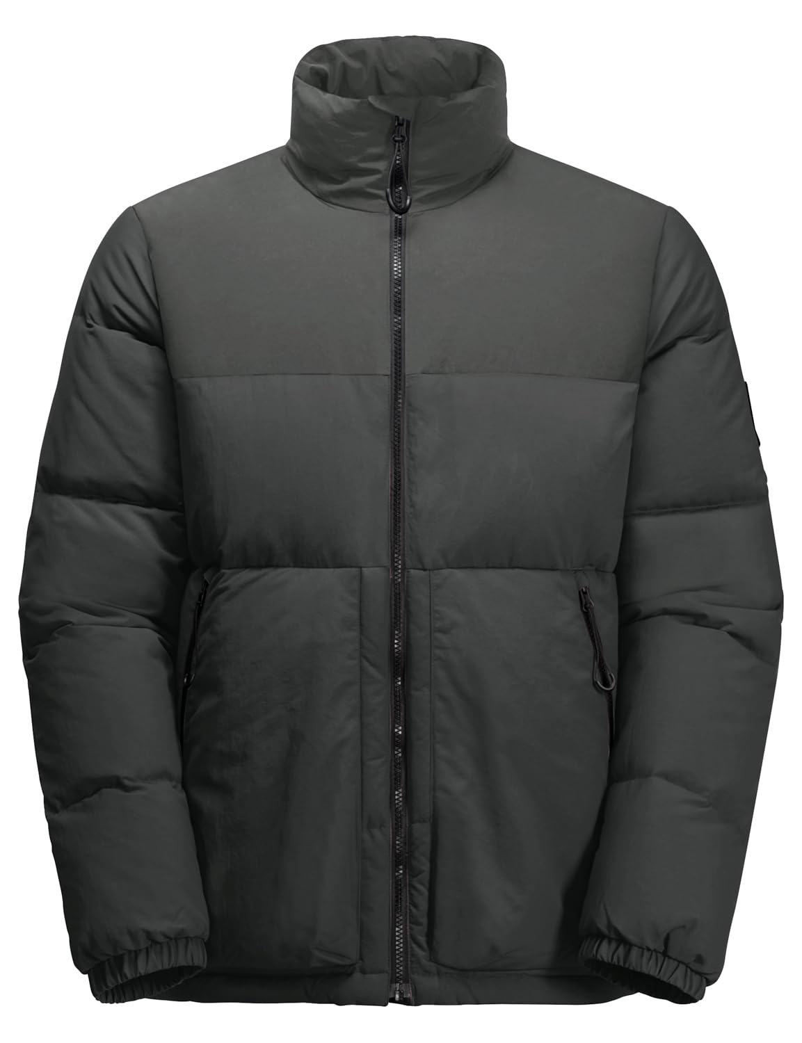 Jack Wolfskin Unisex DELLBRUECK Down Jacket - Lightweight Warm Winter Coat for Men & Women, Water-Resistant, Granite Black, Size L - Perfect for Hiking, Skiing & Outdoor Adventures