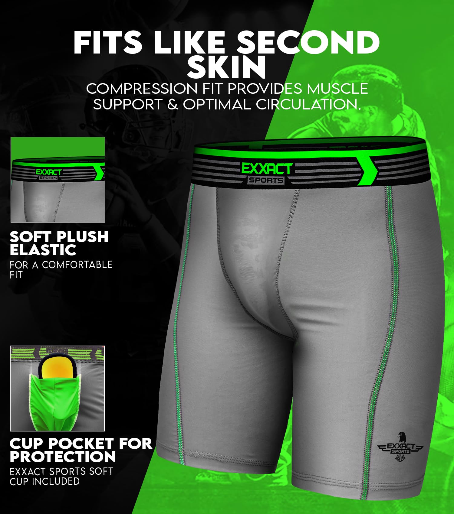 Youth Compression Shorts with Soft Athletic Cup - Boys Sports Underwear for Baseball, Football & Hockey | Moisture-Wicking & Breathable for Enhanced Performance & Comfort During Training & Games