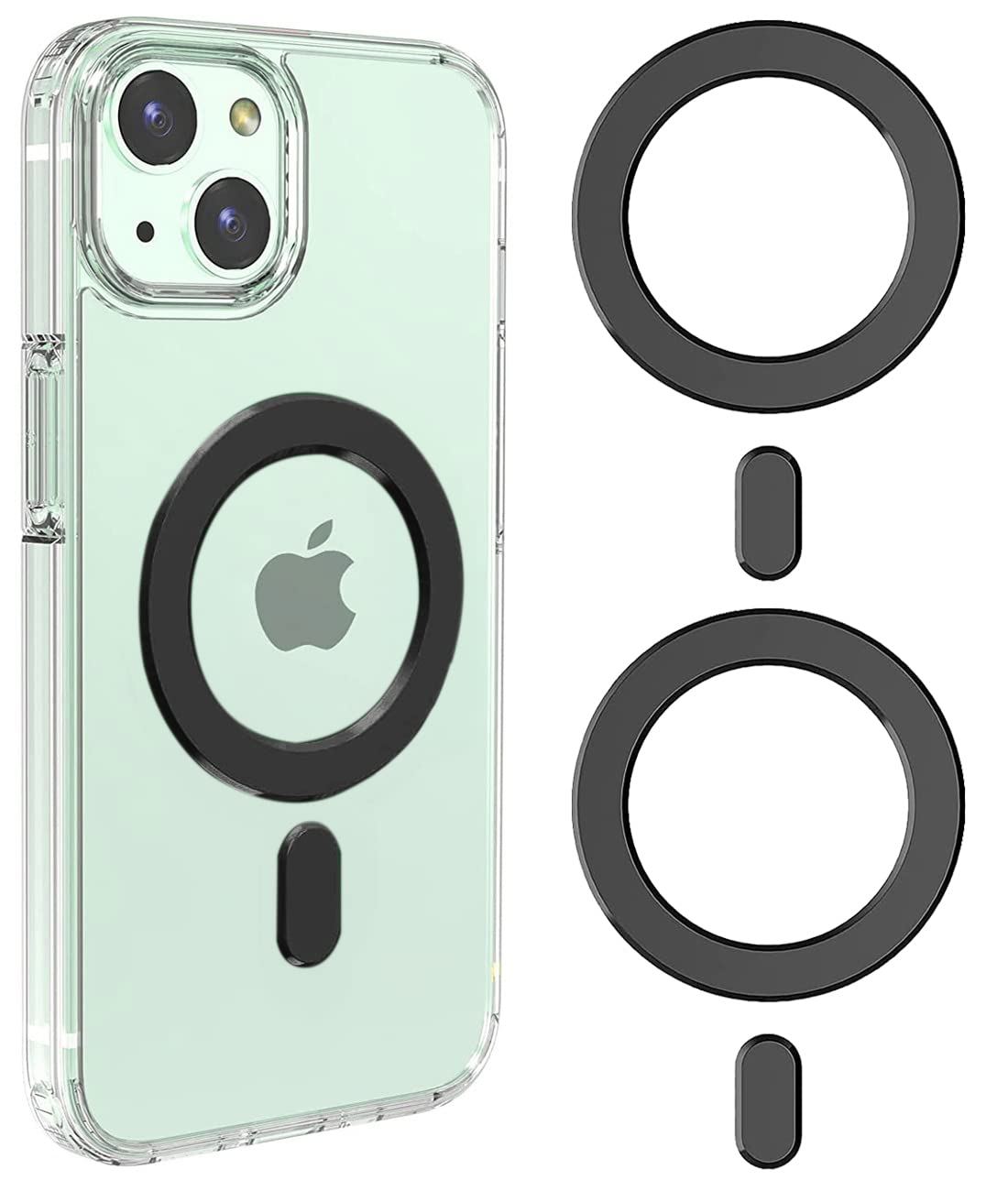 2 Pack Universal Magnetic Sticker Ring Adapter - Compatible with Magsafe Accessories & Qi Wireless Charging for iPhone 16/15/14/13/12 Pro Max/Mini/Plus & Galaxy S24/S23/S22 - Perfect for Car Mounts, Wallets & Phone Stands - Black