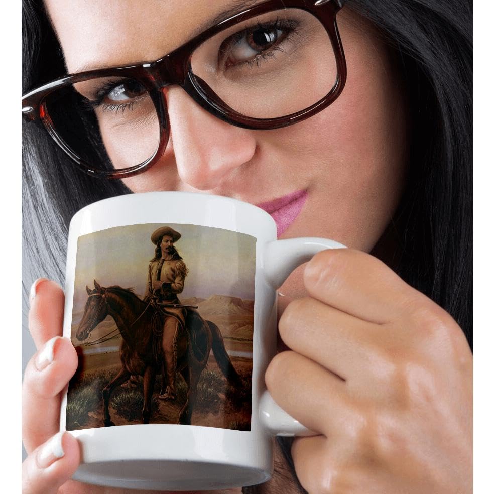 3dRose 15oz Buffalo Bill Cody Old West Funny Coffee Mug - Perfect Gift for Cowboy & Western Lovers - Ideal for Office, Home & Camping Use