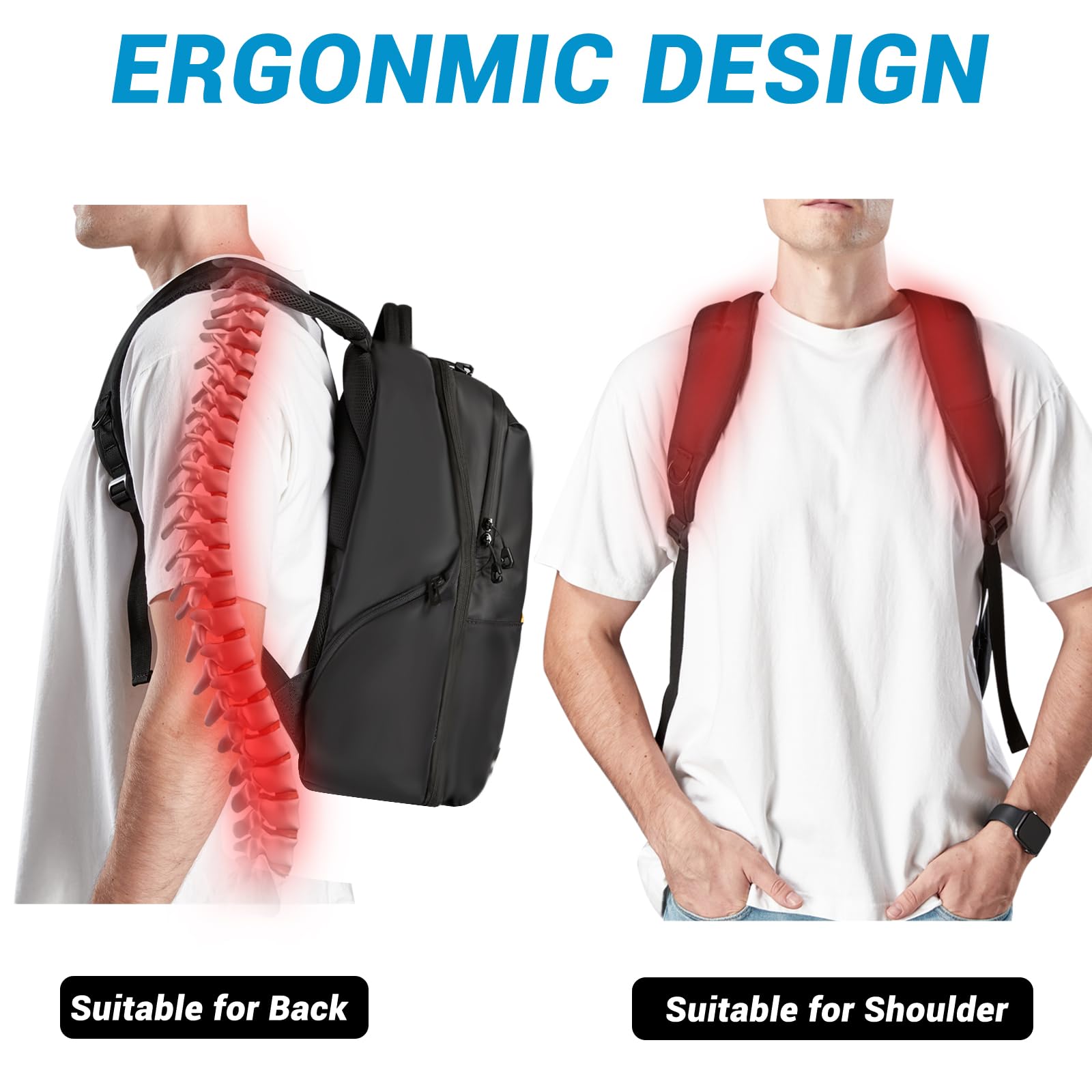Lightweight Anti-Theft Travel Laptop Backpack for Men - Slim Waterproof Computer Bag with Double Laptop Compartments & Sleeve - Perfect for Business Trips, Commuting & College Use