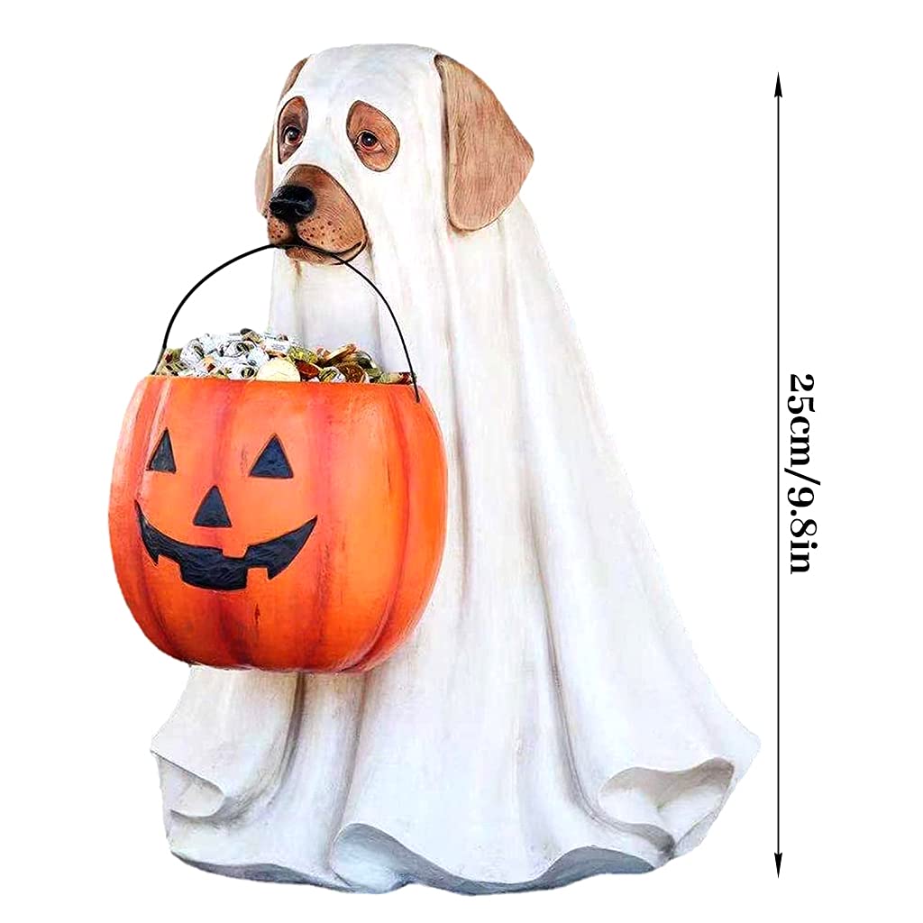 Halloween Candy Bowl - Asukohu Resin Pumpkin Candy Organizer with Dog & Cat Statue for Trick or Treat Decor | Perfect for Halloween Party, Home Decor & Gift Giving