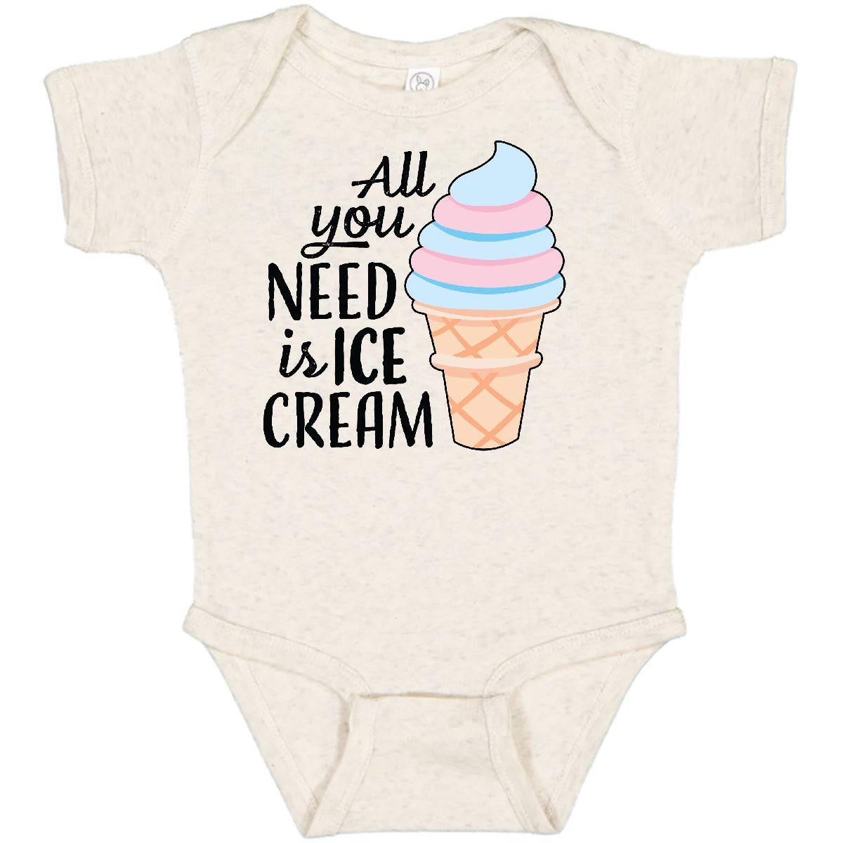 Inktastic All You Need is Ice Cream with Ice Cream Cone Baby Bodysuit - Cute Infant Onesie for Summer Outings, Birthday Parties & Photo Shoots