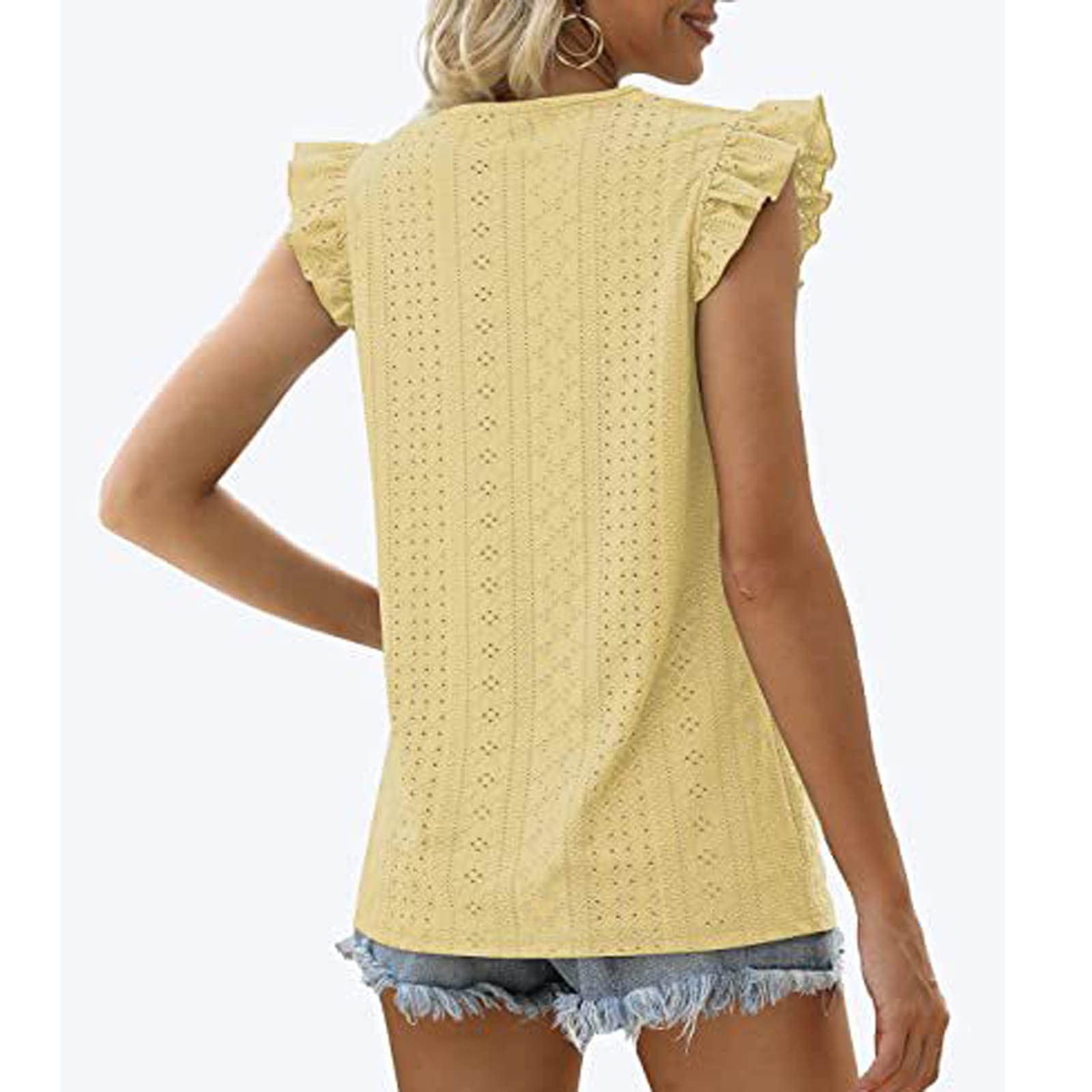 Oelaio Women's Summer Sleeveless Eyelet Embroidery Tank Top - Breathable Lace Fabric Casual Blouse for Beach, Vacation & Daily Wear