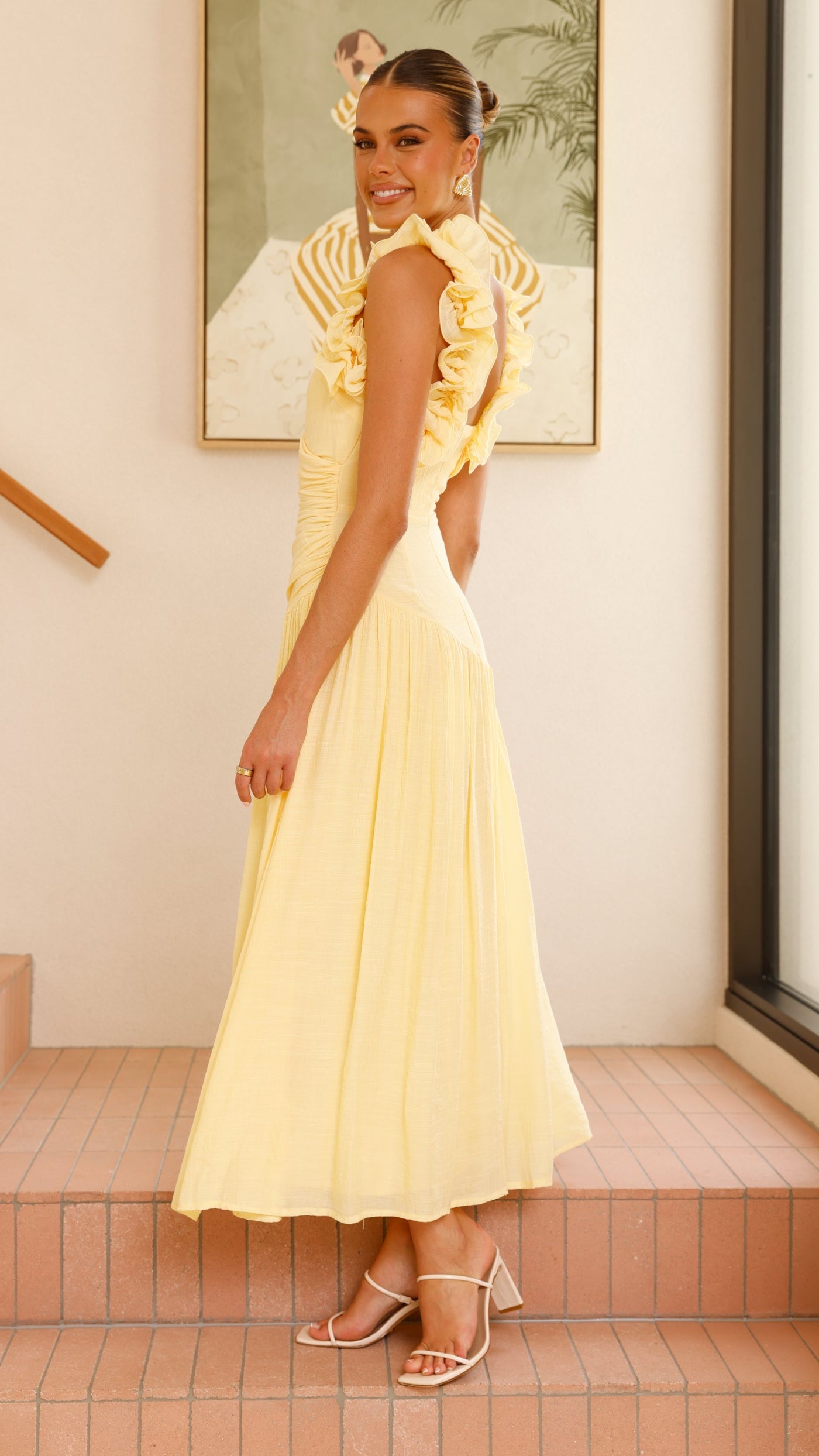 Alma Maxi Dress for Women - Flowy Long Summer Dress in Yellow | Beach Vacation, Casual Outing, Boho Chic Style