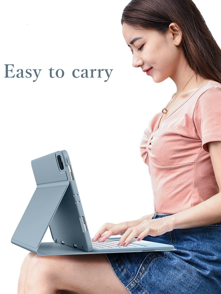 iPad Pro 11 Keyboard Case with Touchpad - Detachable Retro Round Keys for 2nd/3rd/4th Gen, Perfect for Work & Study (Pink)