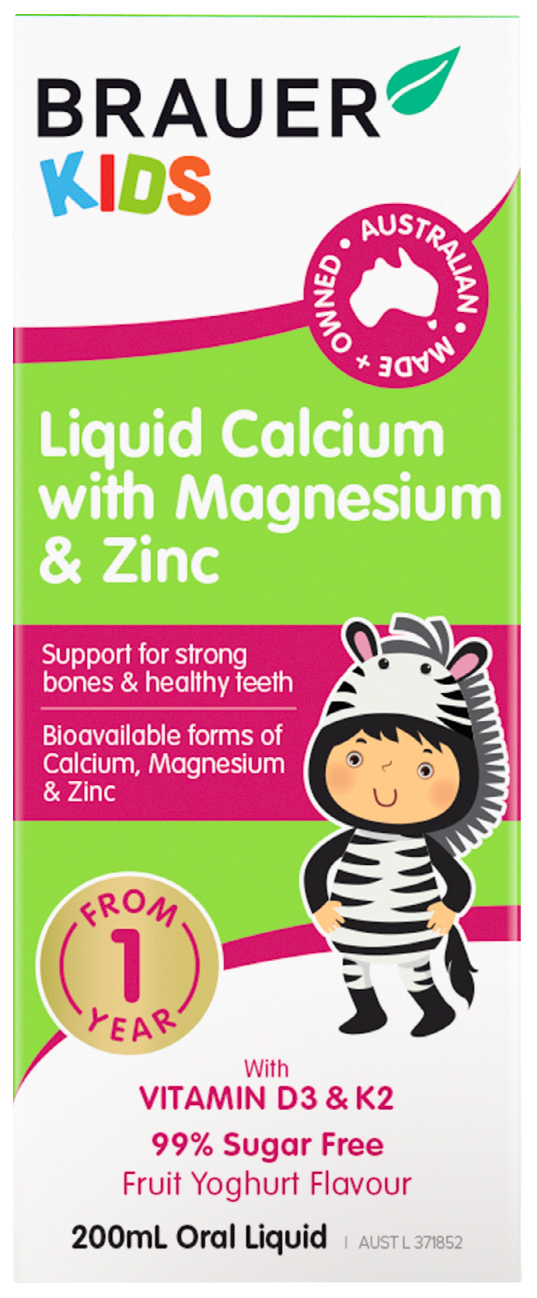 Brauer Baby & Kids Liquid Calcium Magnesium Zinc Supplement - Supports Healthy Growth & Immune System - Ideal for Infants & Toddlers - Perfect for Daily Nutrition & Immune Support