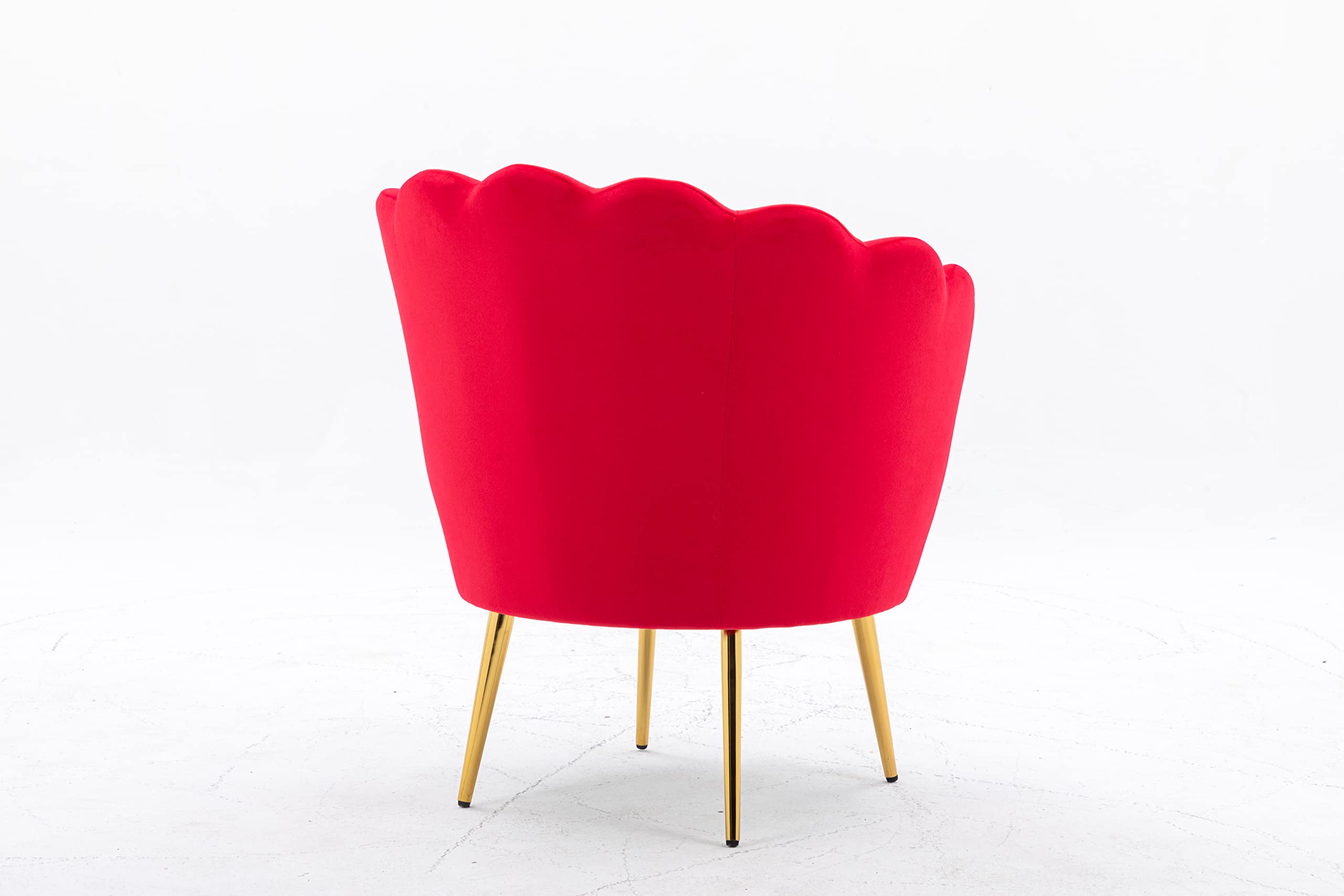 ZOBIDO Modern Velvet Accent Chair - Upholstered Armchair with Golden Metal Legs for Bedroom, Living Room & Dining Room | Comfy Makeup Vanity Chair & Stylish Desk Chair (Red)