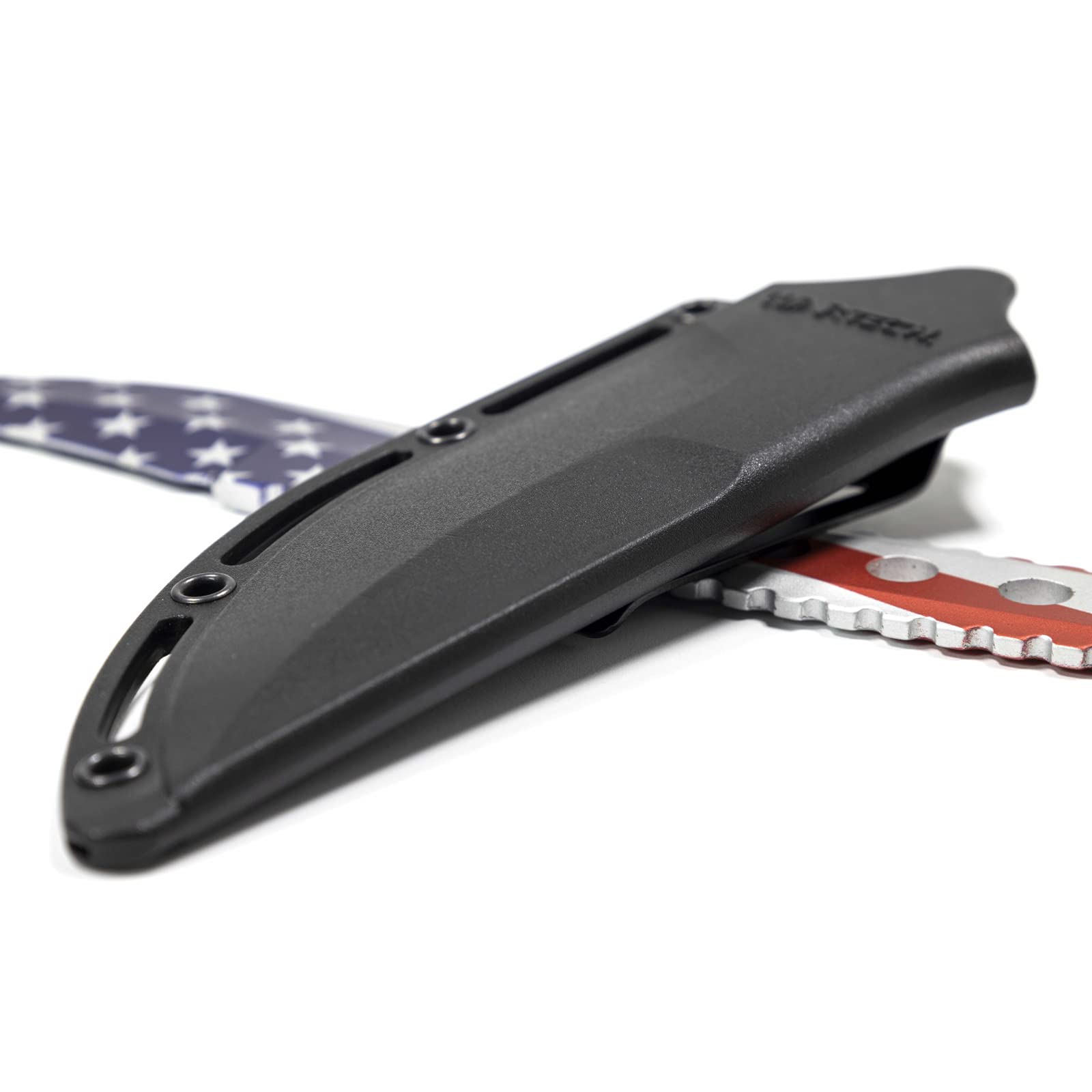ASR Tactical Full Tang Survival Knife with Clip Point Blade, Slim Kydex Sheath & Hook Handle - American Flag Design - Perfect for Camping, Hunting, and Outdoor Adventures