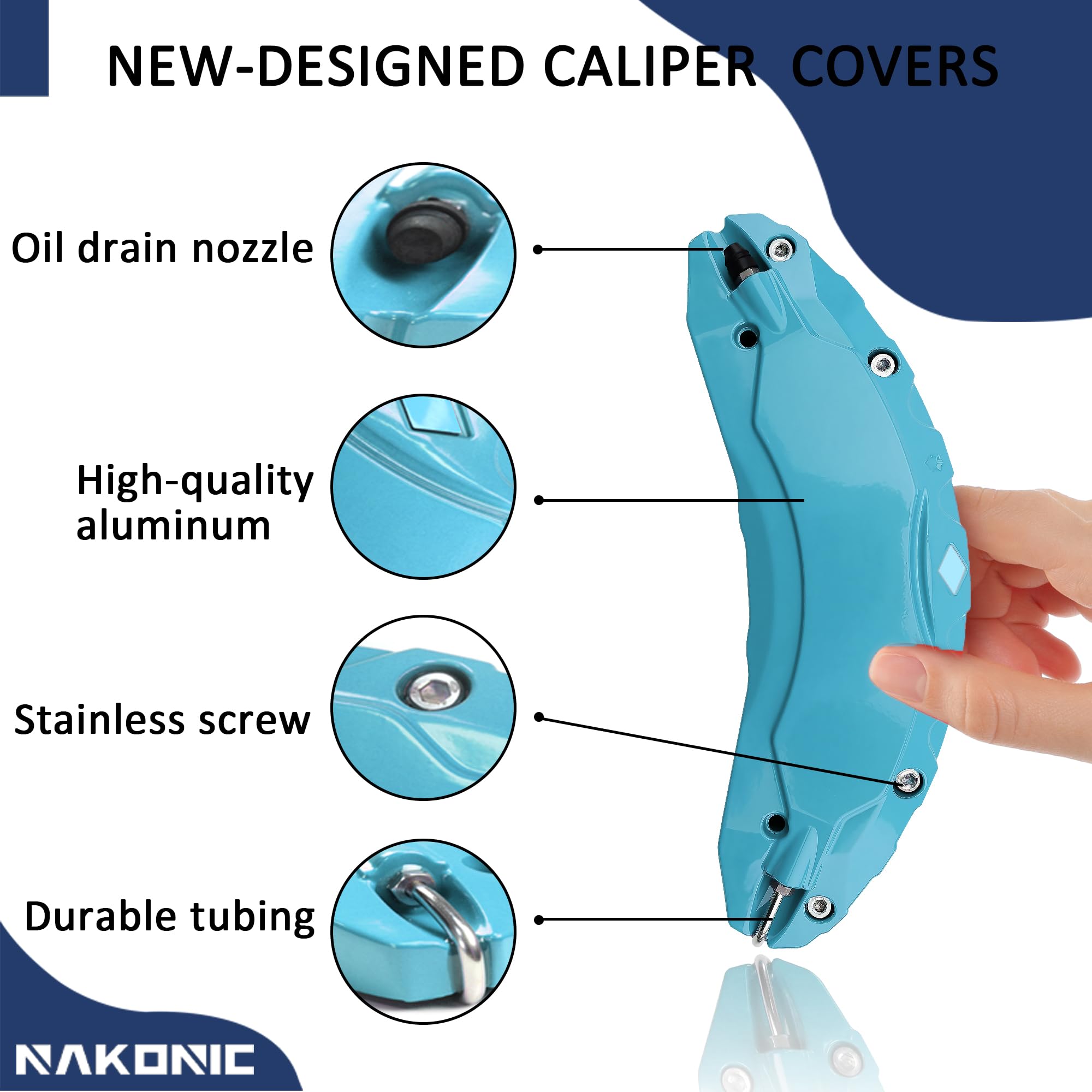 High-Quality Brake Caliper Covers Set of 4 for Tesla Model 3 (2017-2023) – Fits 18 & 19 Inch Wheels – Light Blue Caliper Protectors – No Stickers Included (Excludes Model Y) | Enhance Your Tesla's Style & Protection for Daily Driving & Car Shows