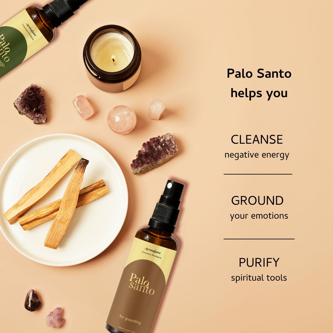 **Palo Santo Smudge Spray - Natural Protection & Energy Clearing Mist (0.33 oz) | Smoke-Free, Non-Toxic Alternative to Incense | Perfect for Home Cleansing, Meditation & Spiritual Rituals**