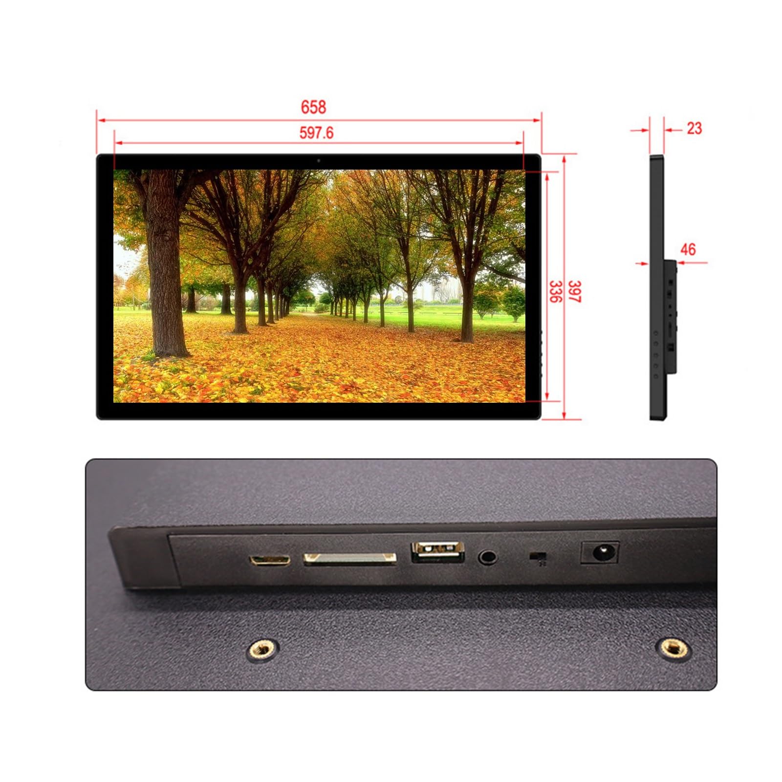 27-inch Digital Photo Frame with HD IPS Screen - WiFi & Auto Power On/Off - Perfect for Home, Office & Advertising (Black, No WiFi)