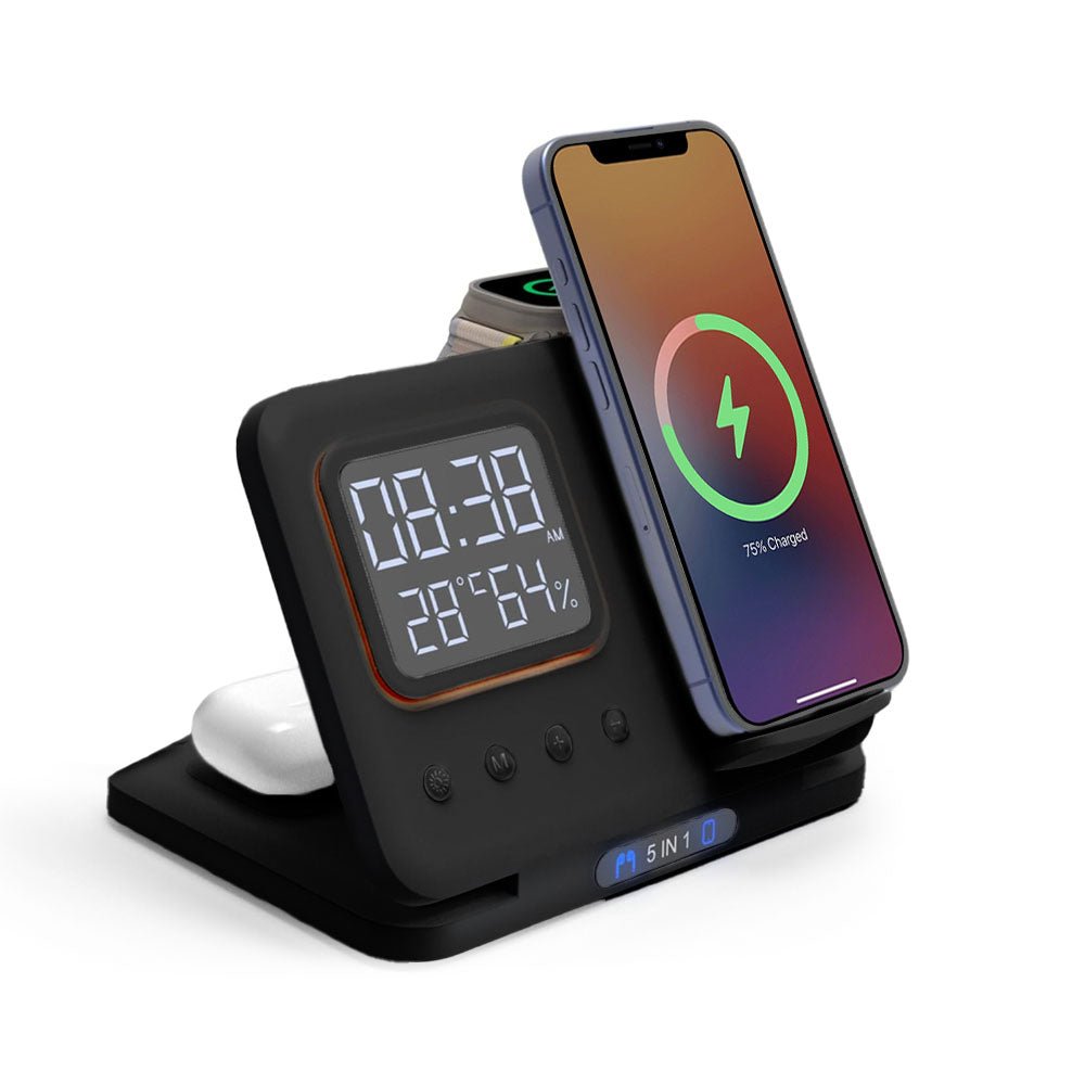 EvoSync Pro 5-in-1 MagSafe Wireless Charger Stand for iPhone 15/14/13/12, Apple Watch, AirPods - Fast Charging Station for Home, Office & Nightstand