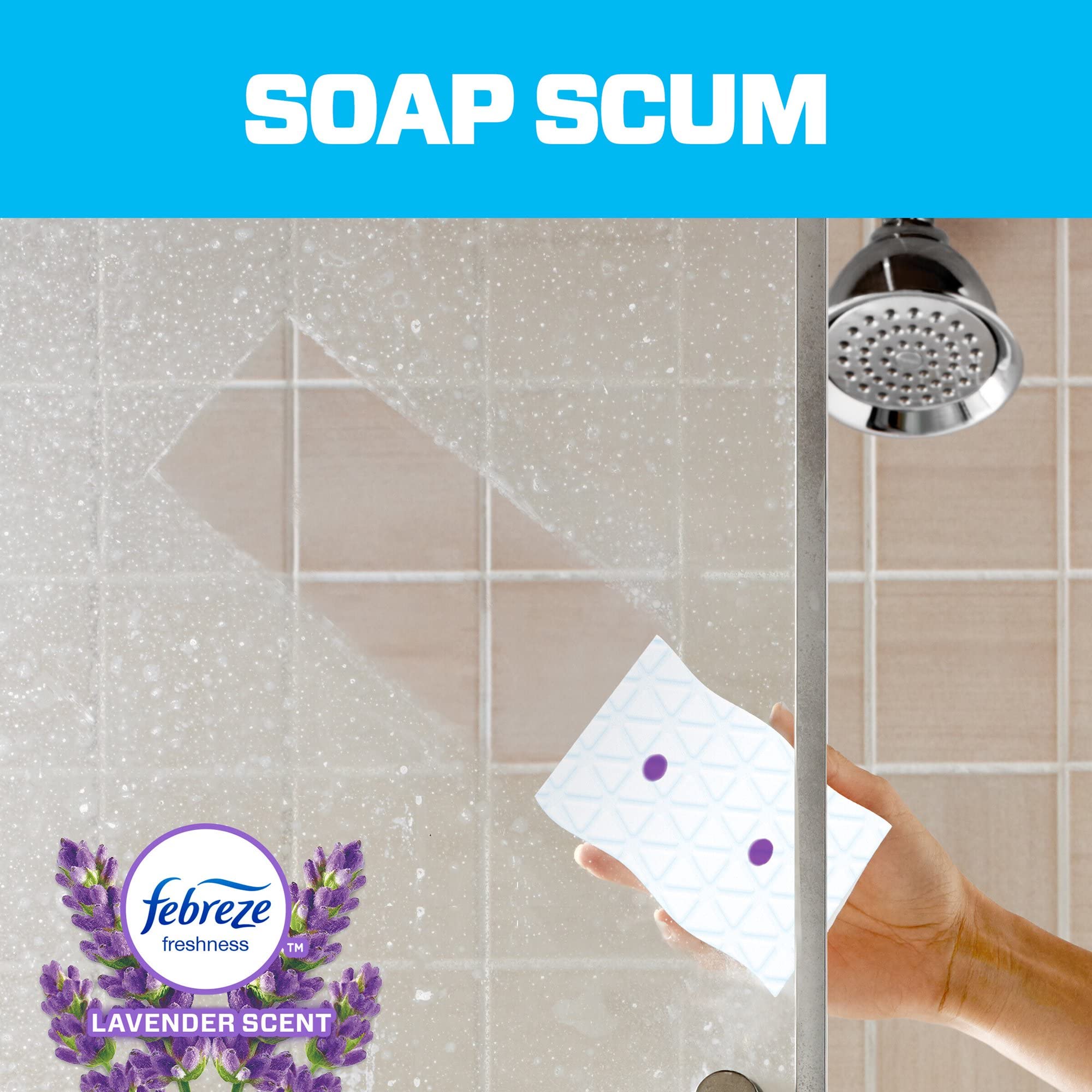 Mr. Clean Magic Eraser Bath with Febreze Lavender Scent - Extra Durable Cleaning Pads for Bathroom, Kitchen & Tile (2 Count) - Remove Tough Stains & Soap Scum Effortlessly