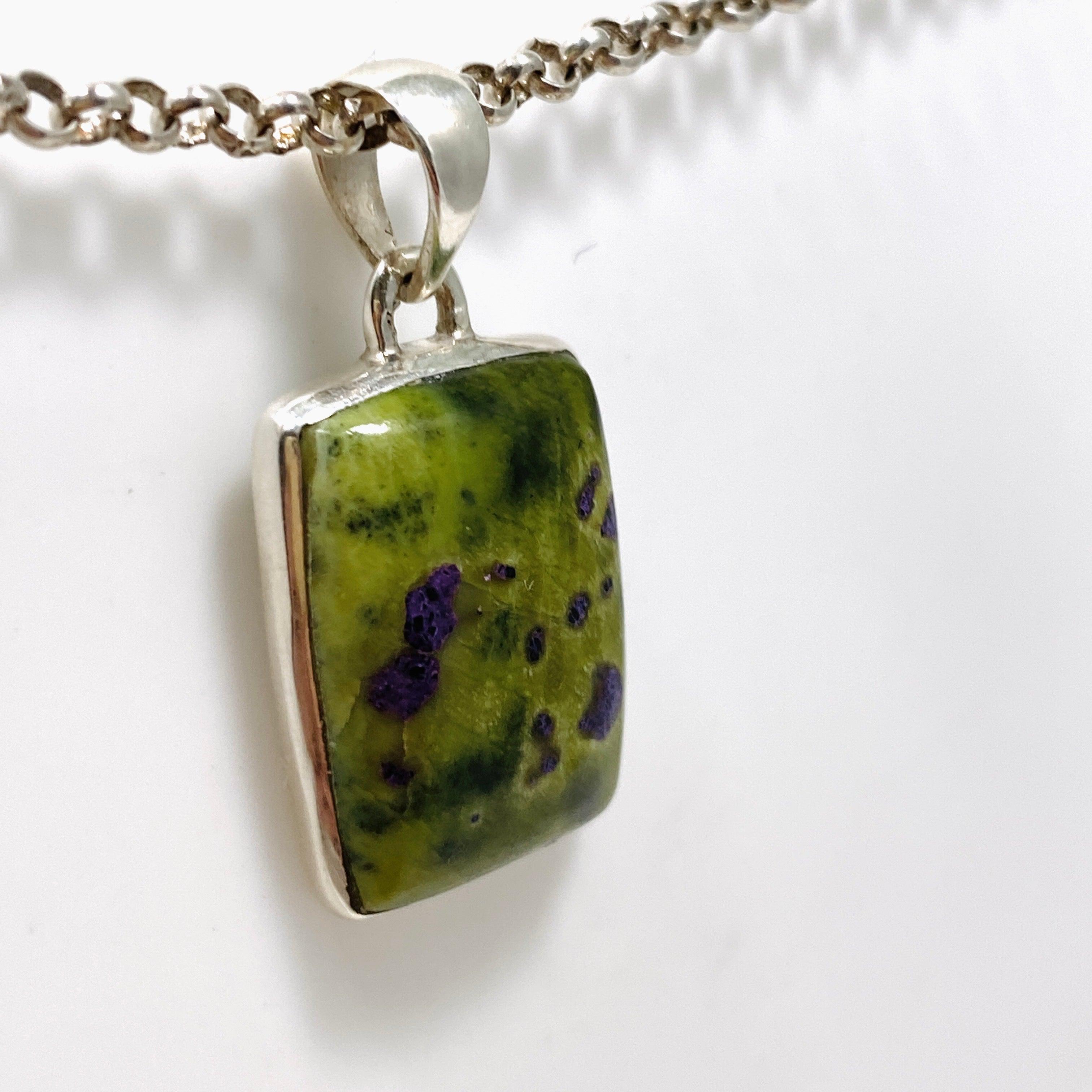 Atlantasite Rectangle Pendant Necklace - Natural Stone Jewelry for Women, Healing Crystal Gift for Meditation & Energy Balance | Perfect for Yoga, Reiki & Spiritual Practices