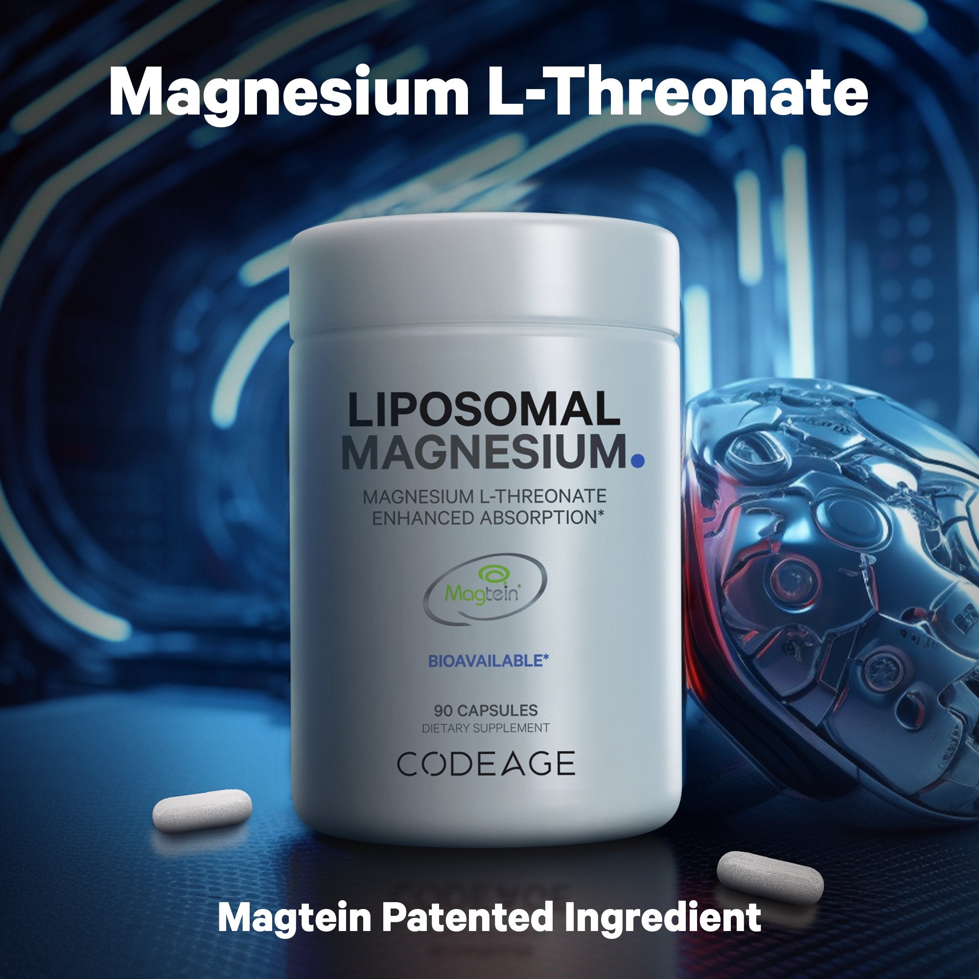 Codeage Liposomal Magnesium L-Threonate Supplement - Brain Health & Memory Support for Adults - Perfect for Focus, Sleep & Cognitive Function