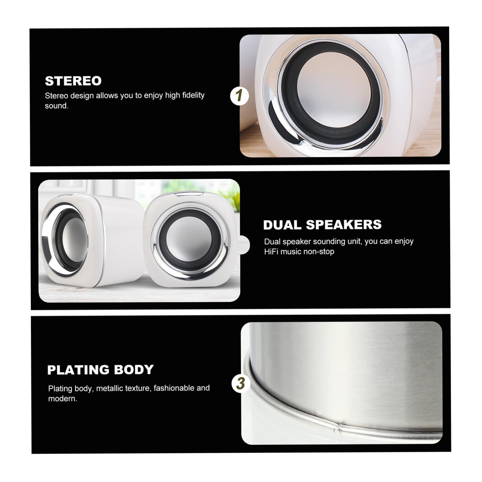 Portable USB Powered Stereo Speaker System - High Quality Desktop & Laptop Speakers with Anti-Interference Technology | Compatible with Smartphones, Tablets, MP3 Players & Computers | Perfect for Home Office, Gaming & Music Listening