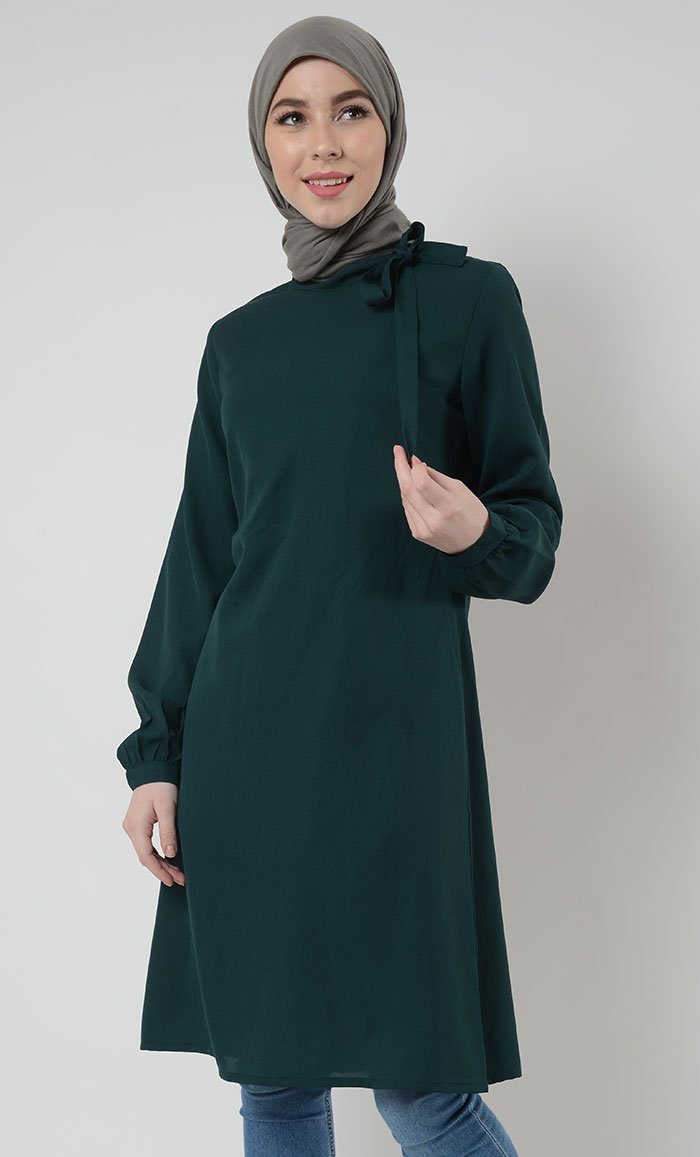 Elegant Bow Tie Tunic for Women - Stylish Flowy Blouse with Front Bow Detail - Perfect for Office, Party & Special Occasions