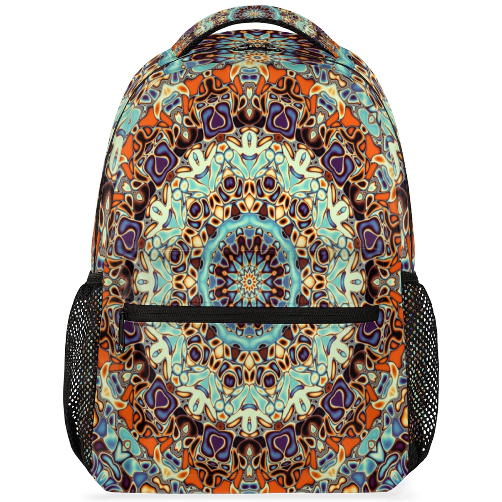 Floral Mandala Indian Travel Laptop Backpack for Men & Women - Water Resistant College School Bookbag, Lightweight Casual Daypack - Perfect for Work, Travel & Daily Commute