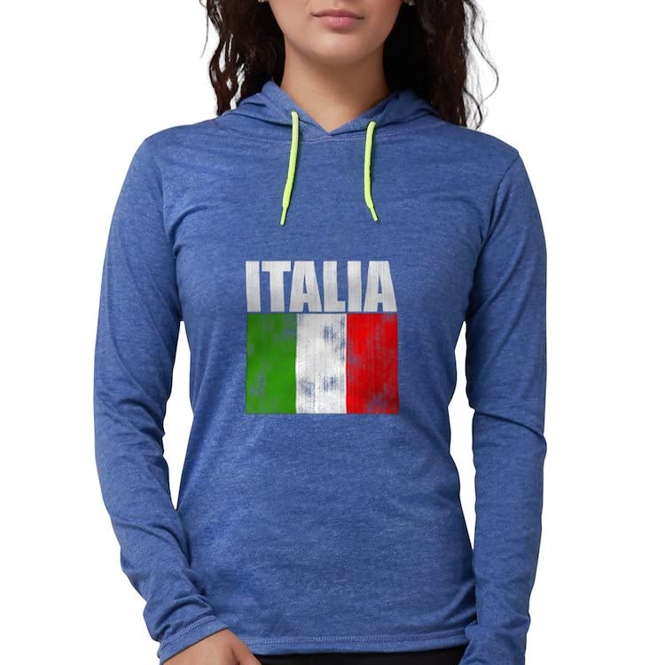Faded Italia Long Sleeve Hoodie T-Shirt - Vintage Italian Graphic Pullover for Men & Women | Perfect for Casual Wear, Street Style & Gifts
