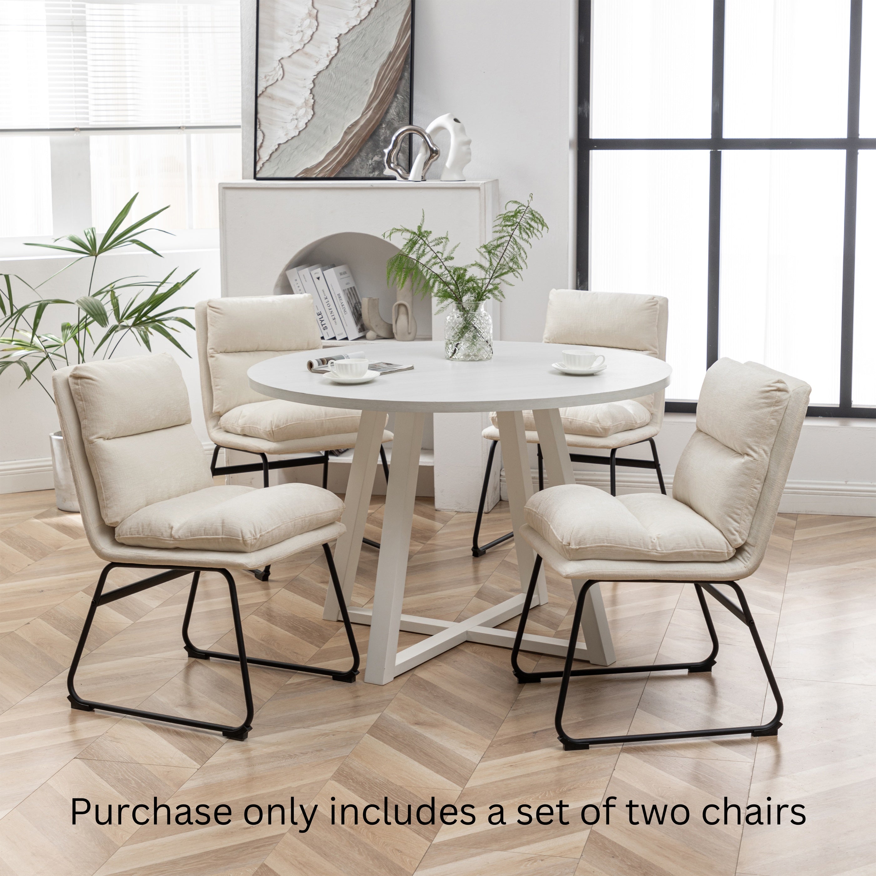 Roundhill Furniture Milos Modern Upholstered Dining Chairs Set of 2 - Comfortable Kitchen & Dining Room Seating for Home & Restaurant Use