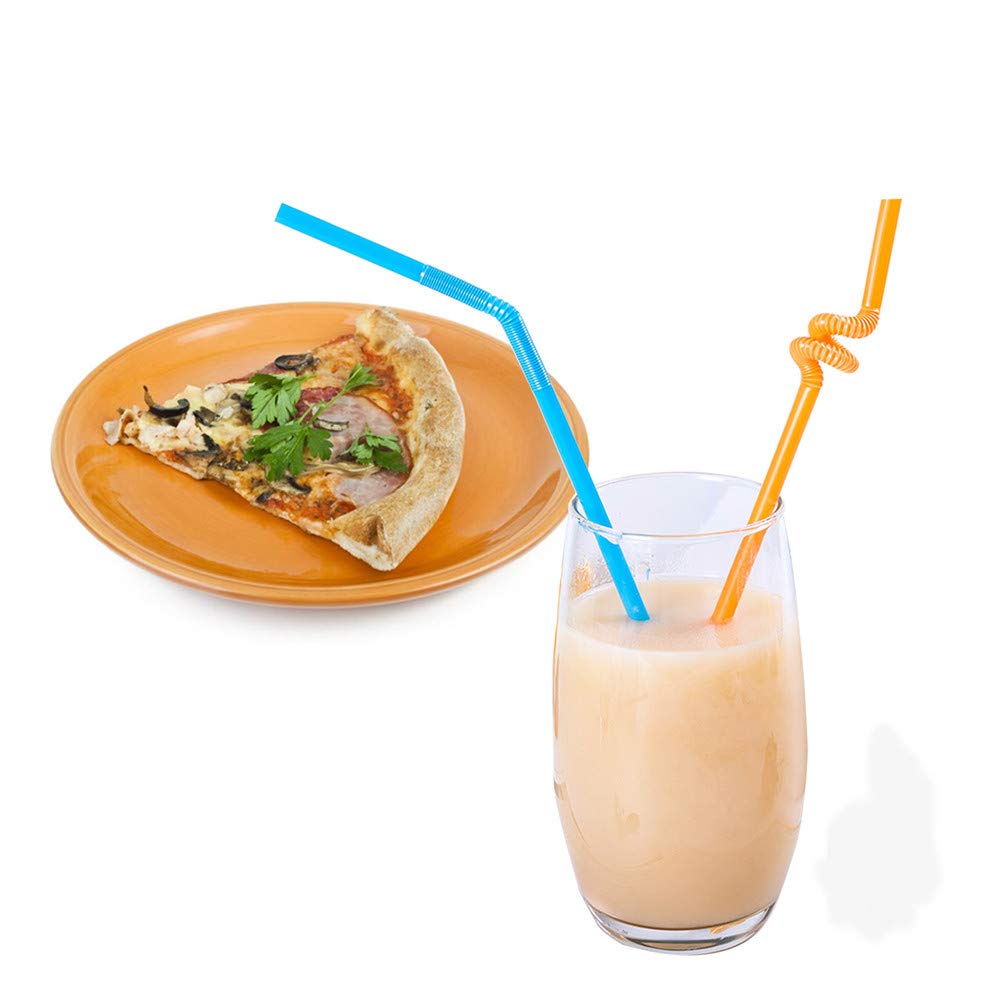 200Pcs Bendy & Flexible Straws - 10.3-inch Colorful Plastic Drinking Straws, Individually Wrapped for Parties, Smoothies & Home Use